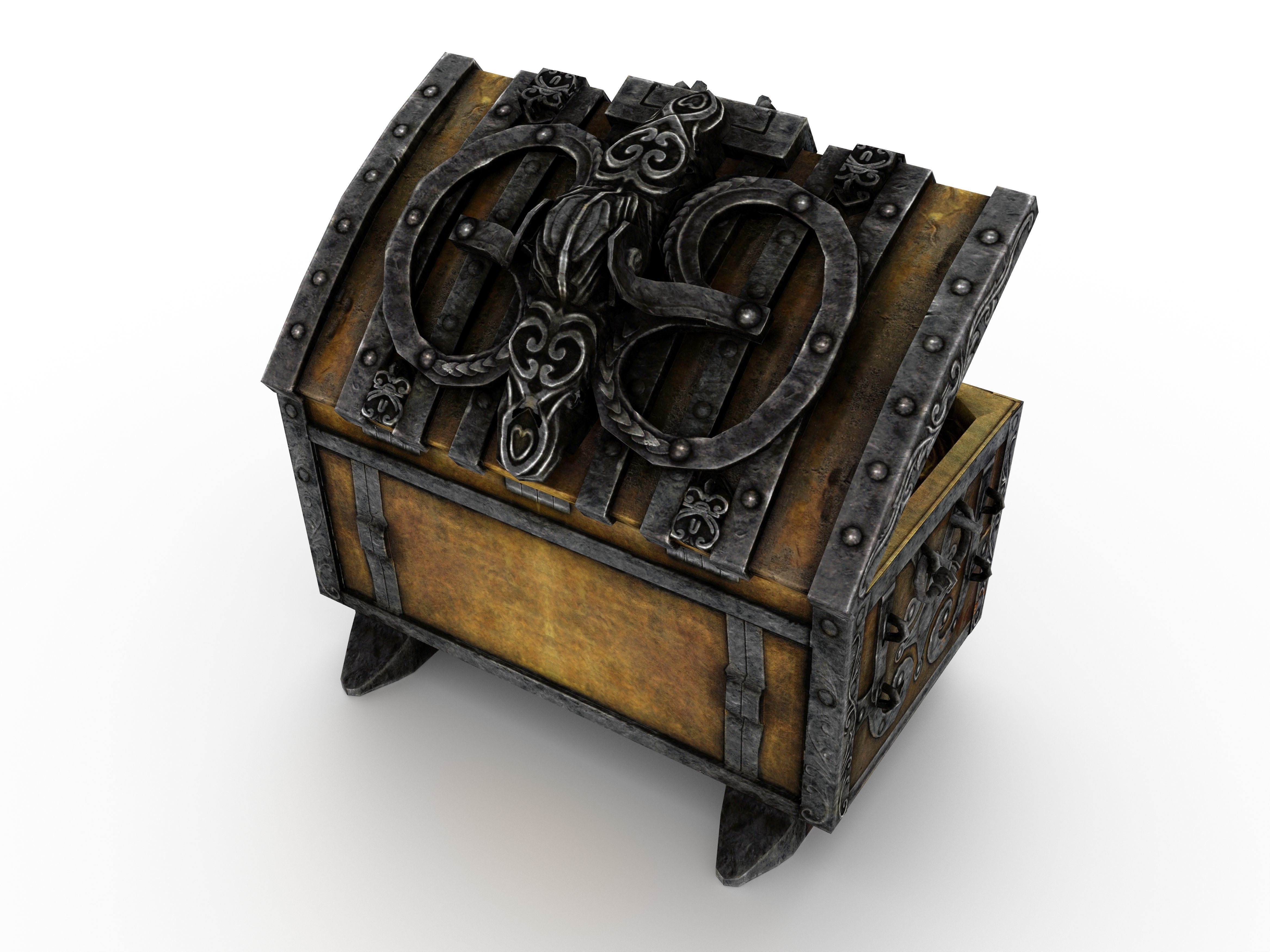 Old Metal Chest Low-poly 3D model_51