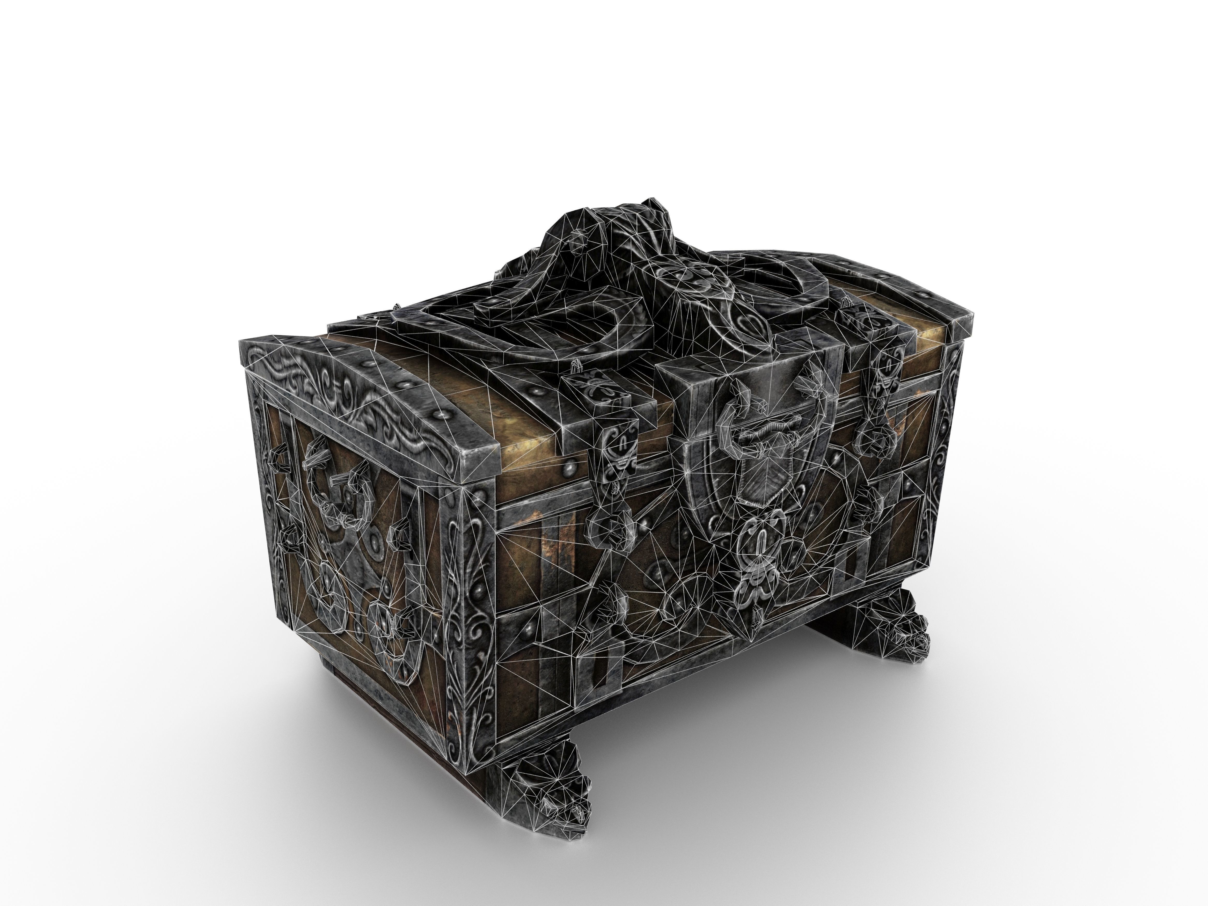 Old Metal Chest Low-poly 3D model_1