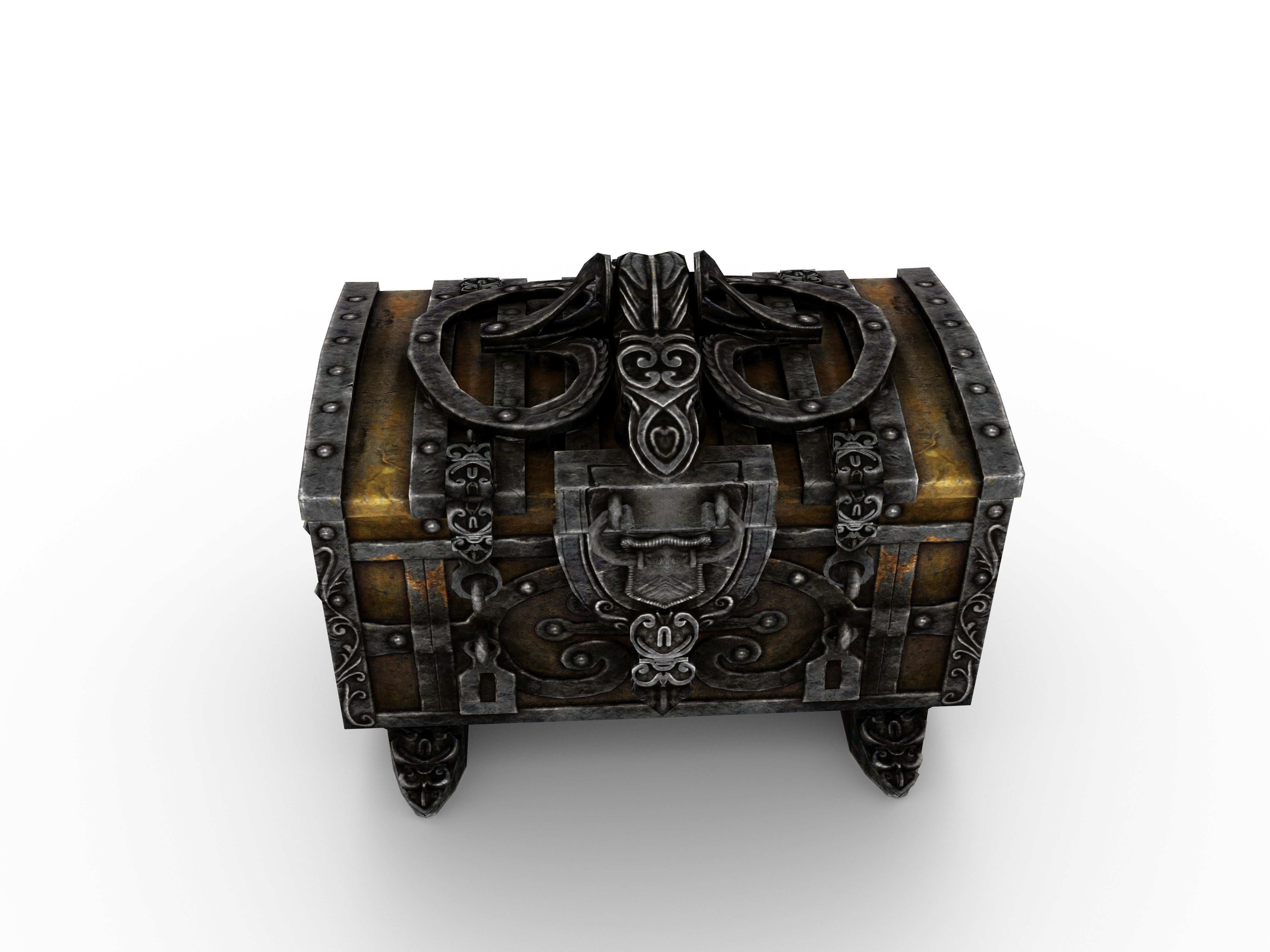 Old Metal Chest Low-poly 3D model_27