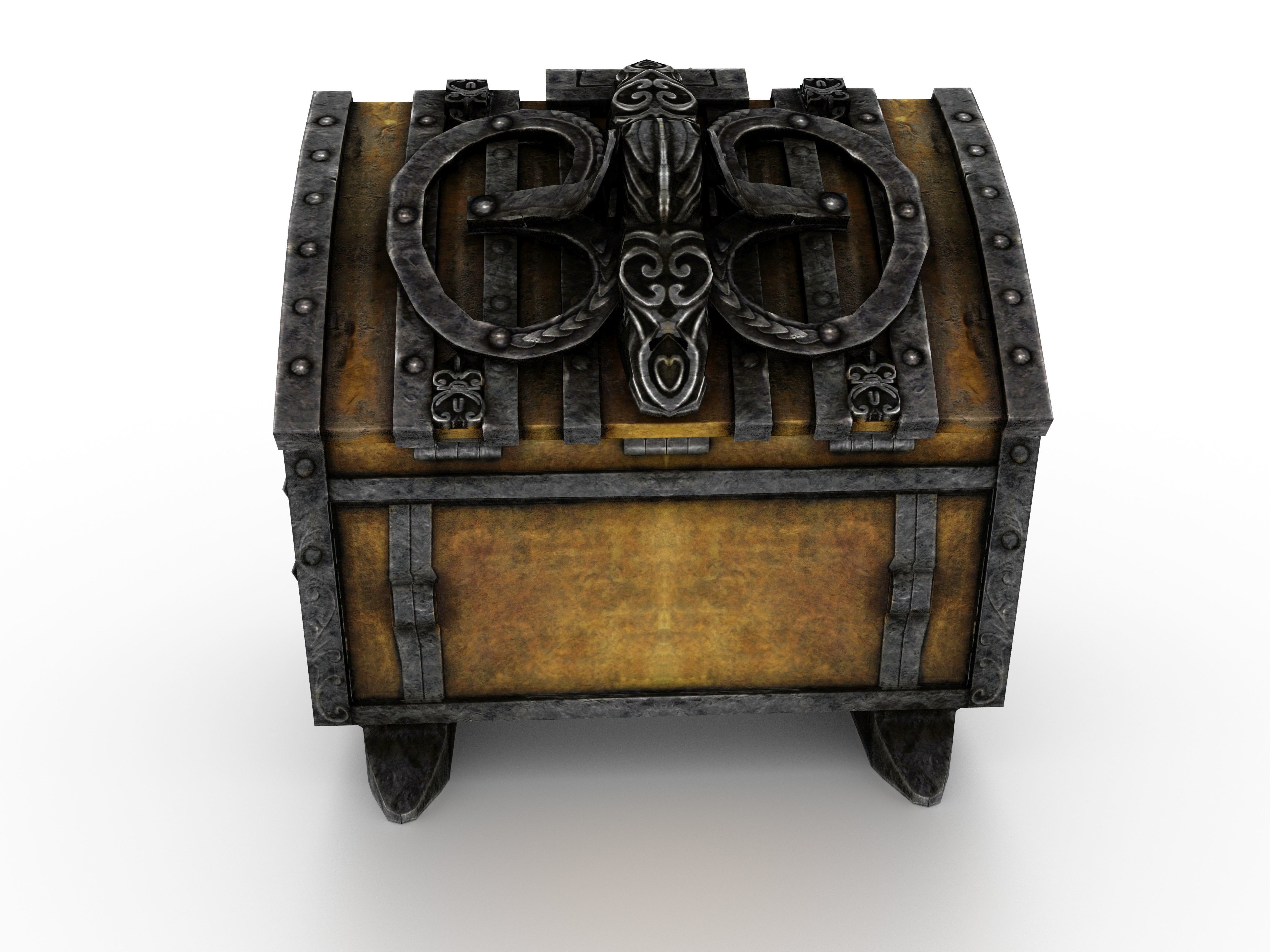 Old Metal Chest Low-poly 3D model_42