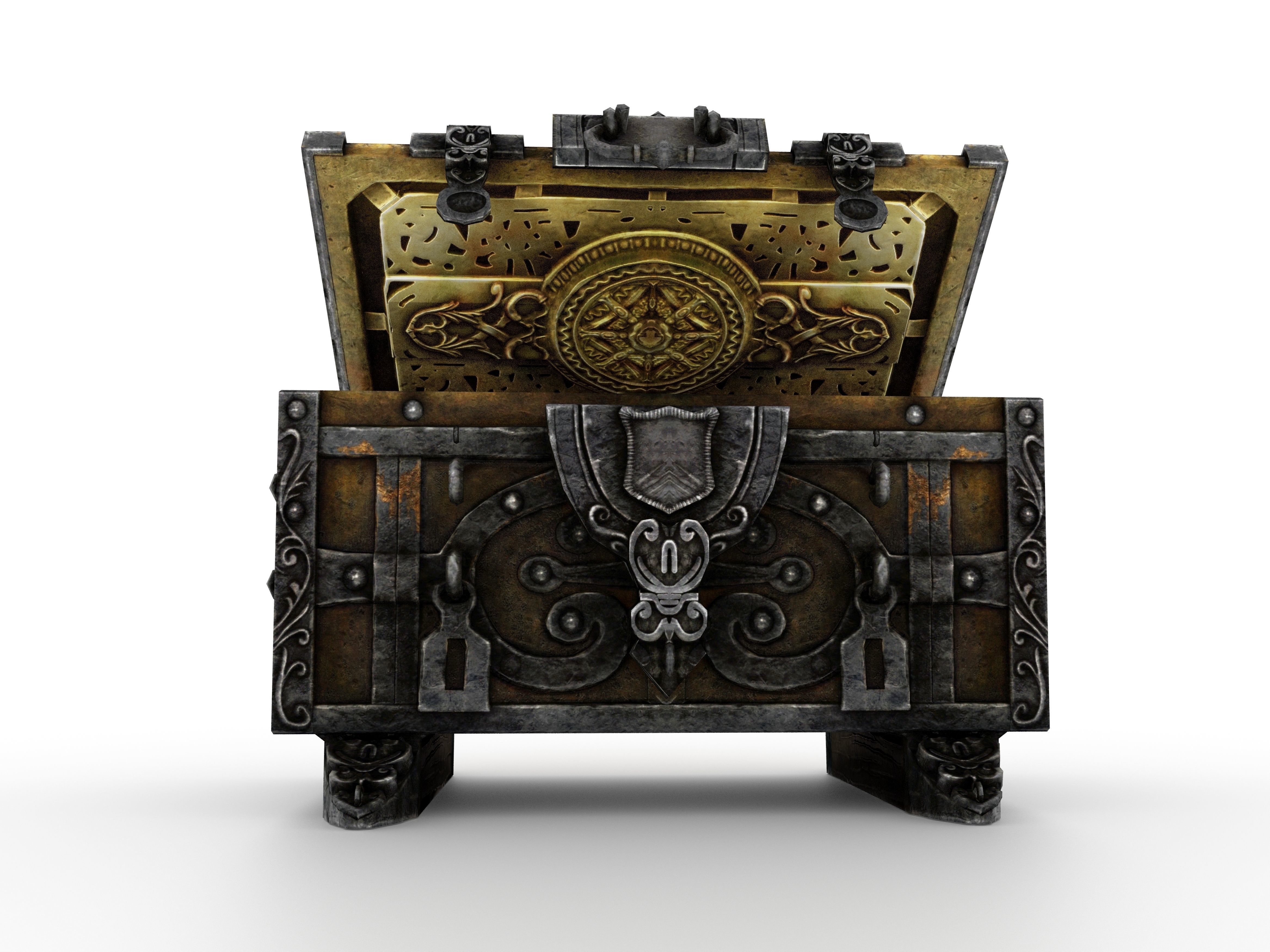 Old Metal Chest Low-poly 3D model_67