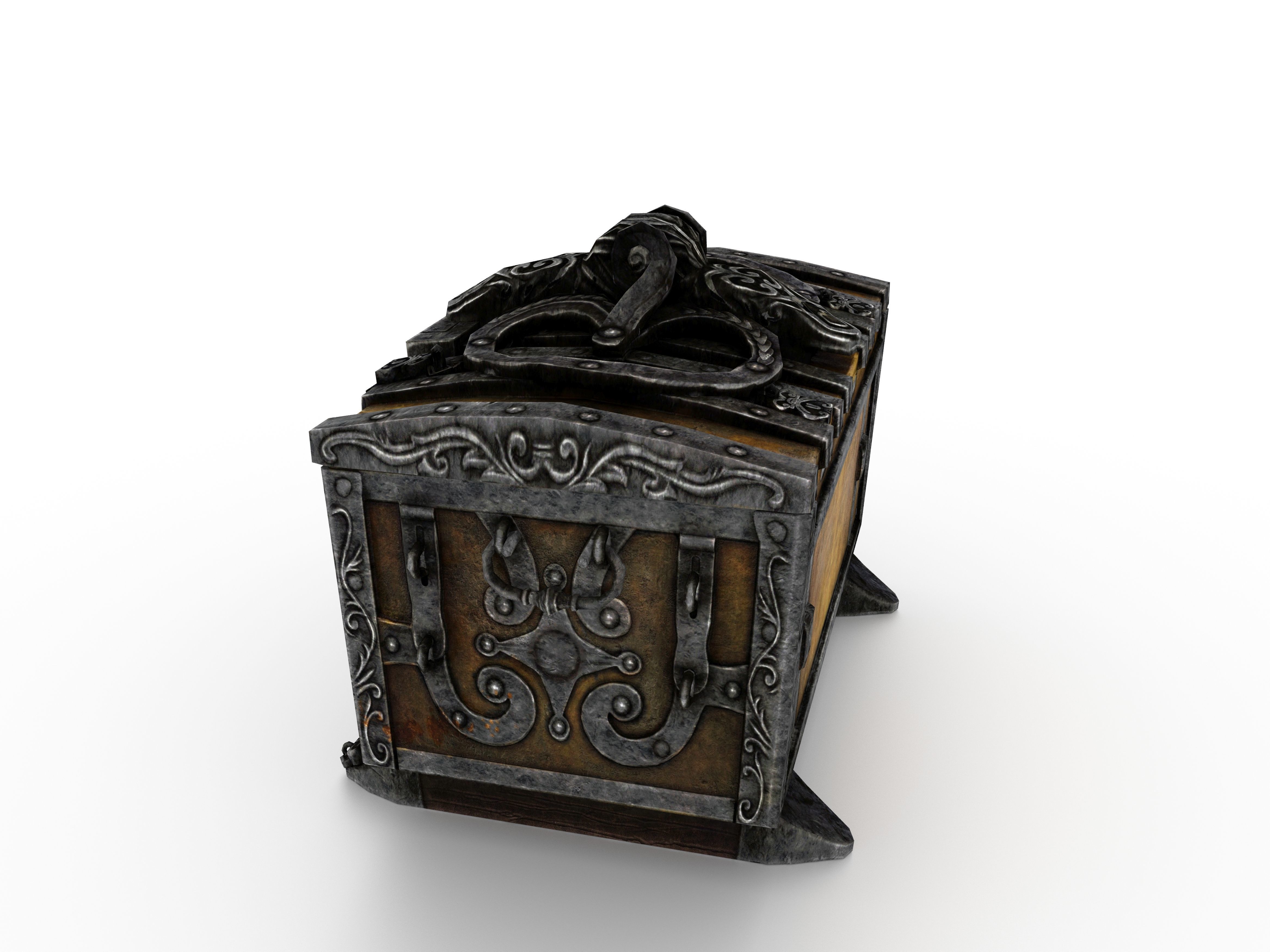 Old Metal Chest Low-poly 3D model_14