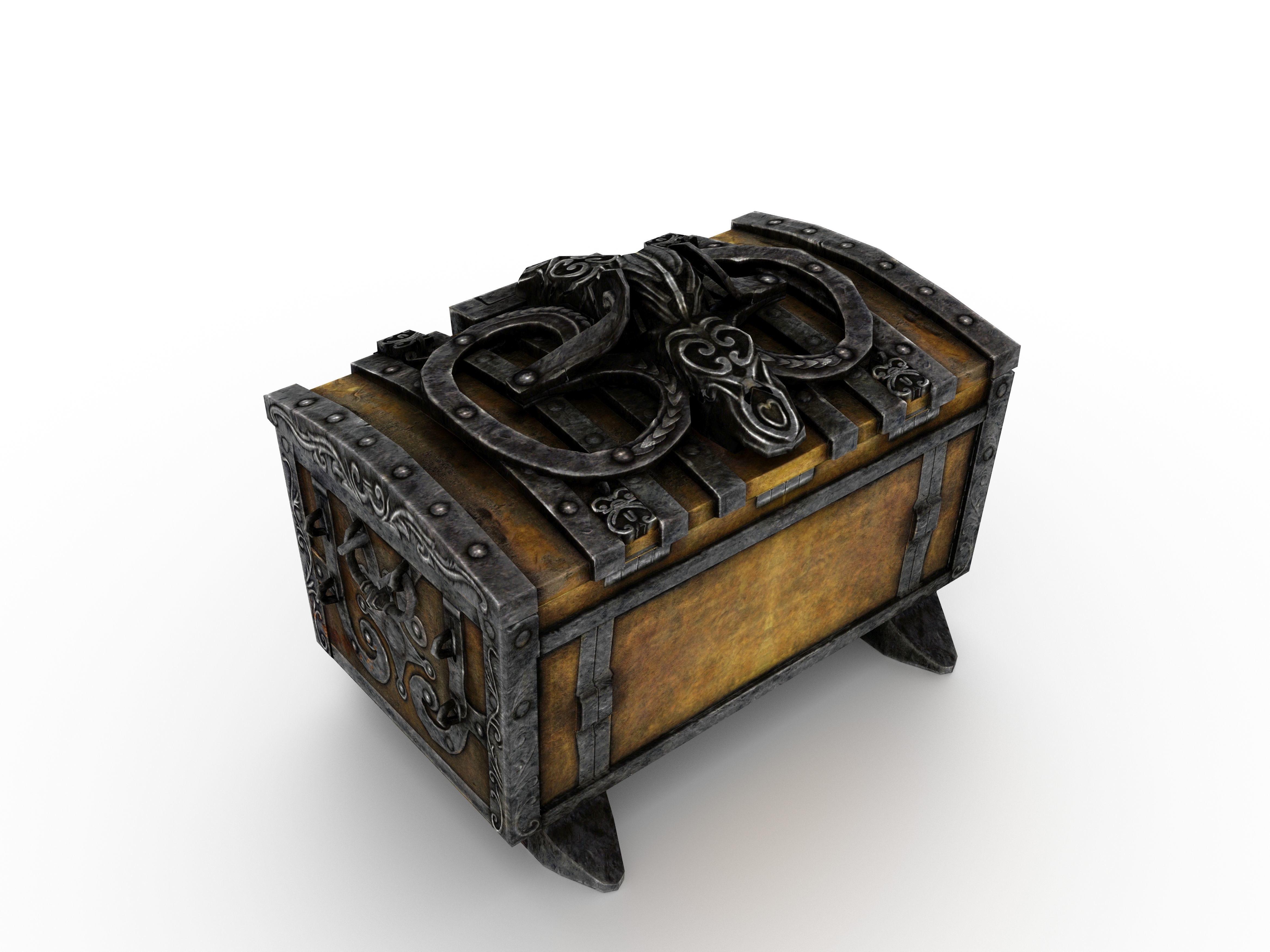 Old Metal Chest Low-poly 3D model_23