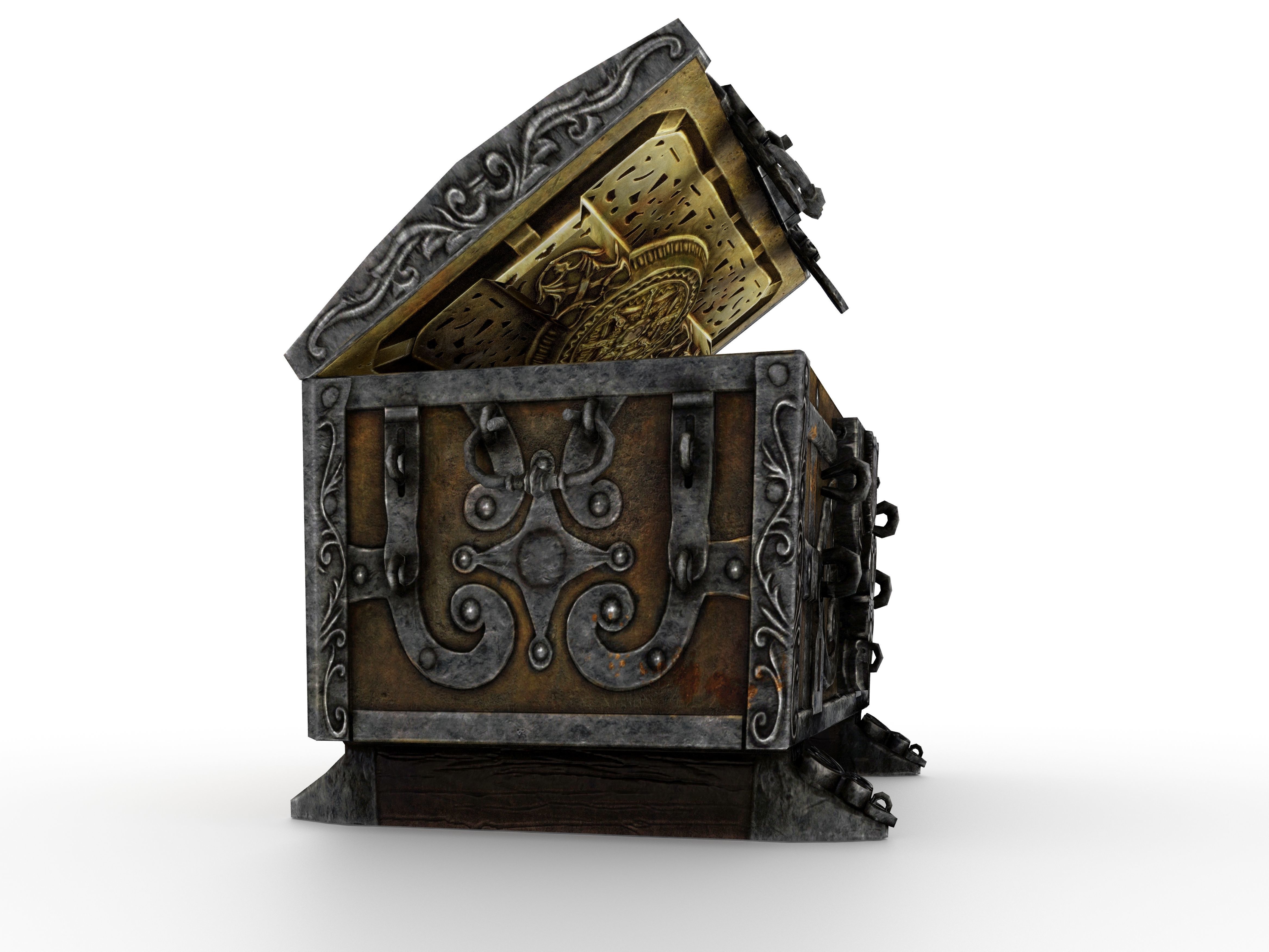 Old Metal Chest Low-poly 3D model_59