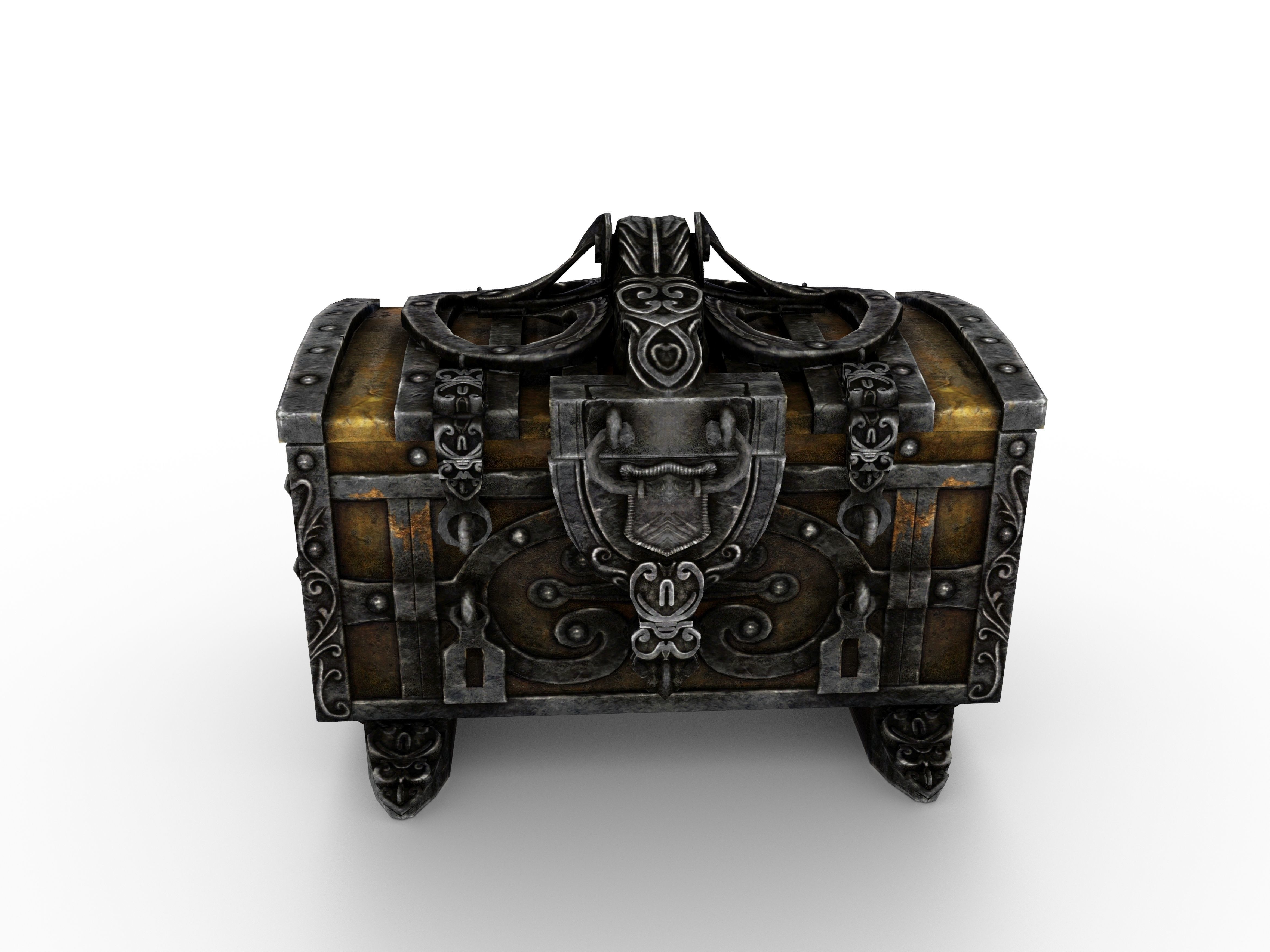 Old Metal Chest Low-poly 3D model_17