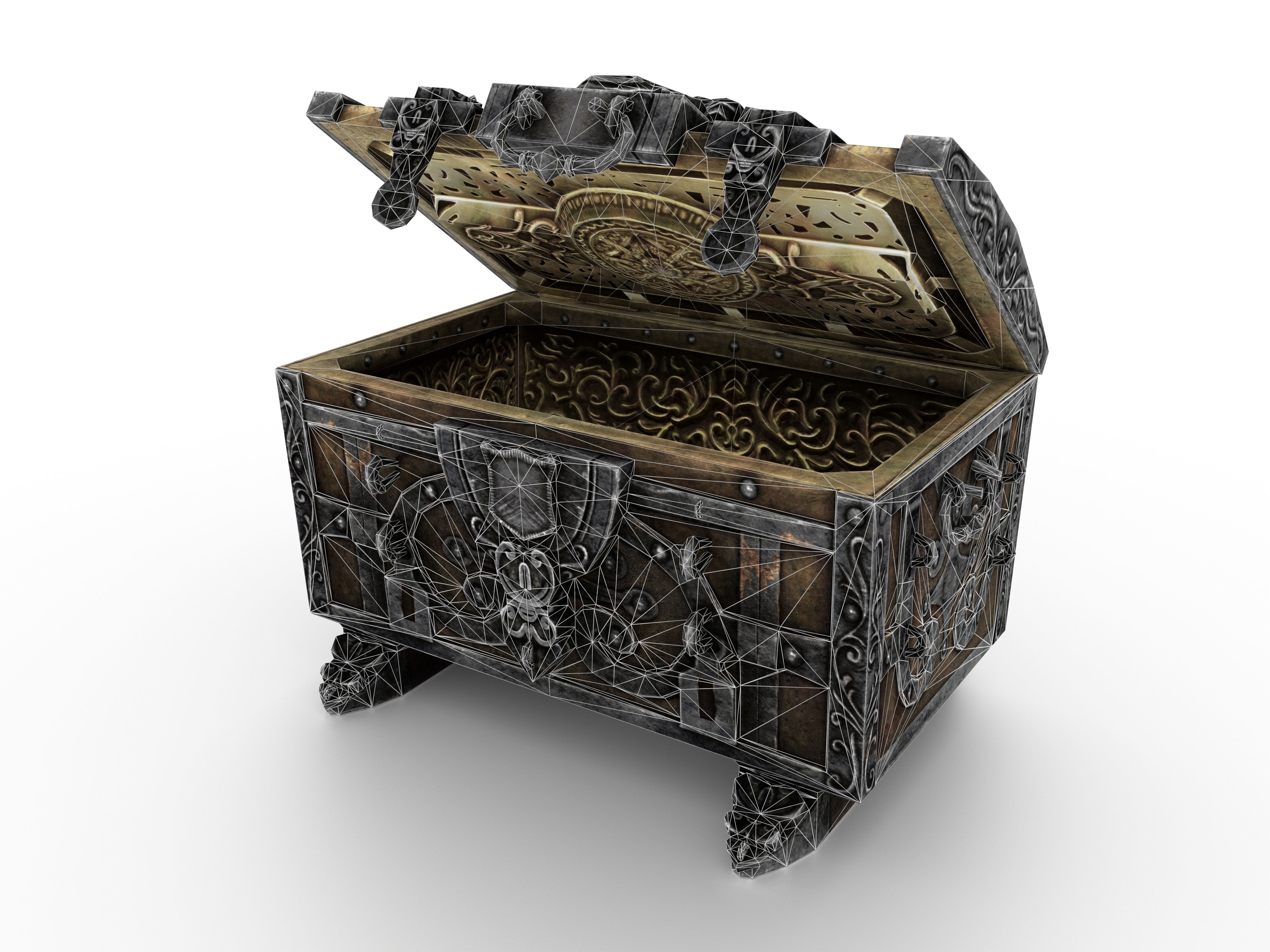 Old Metal Chest Low-poly 3D model_87