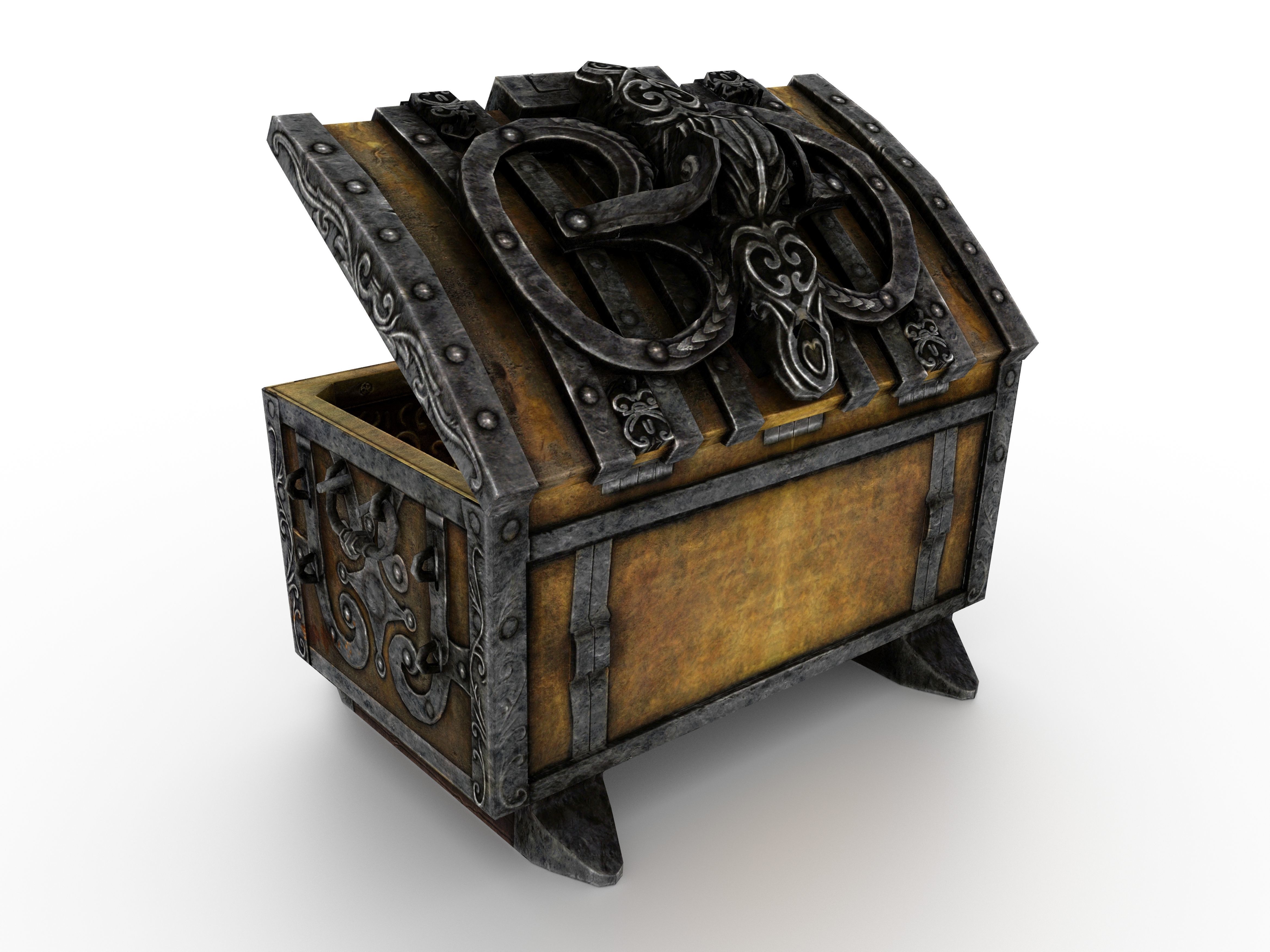 Old Metal Chest Low-poly 3D model_43