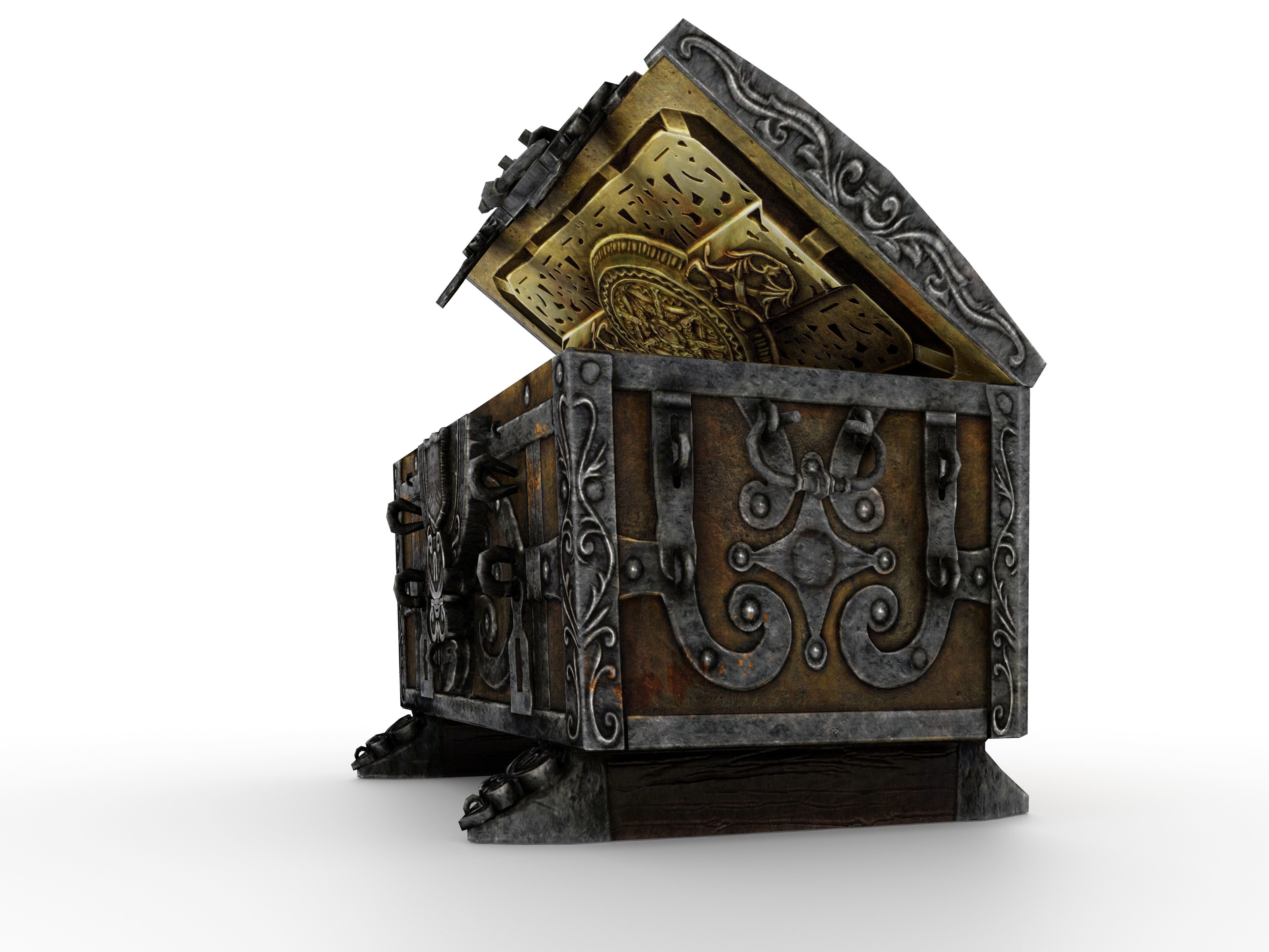 Old Metal Chest Low-poly 3D model_65