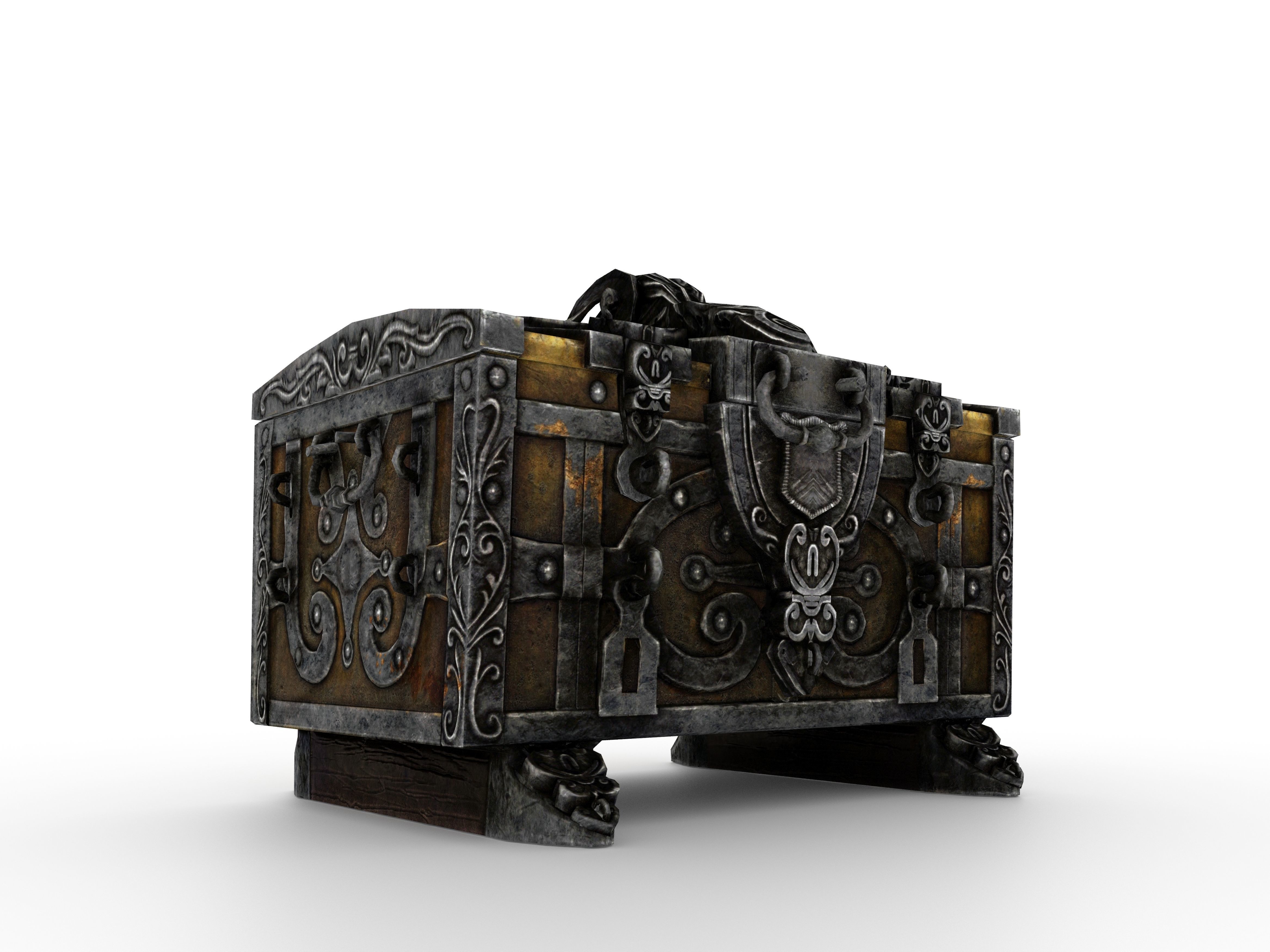 Old Metal Chest Low-poly 3D model_28