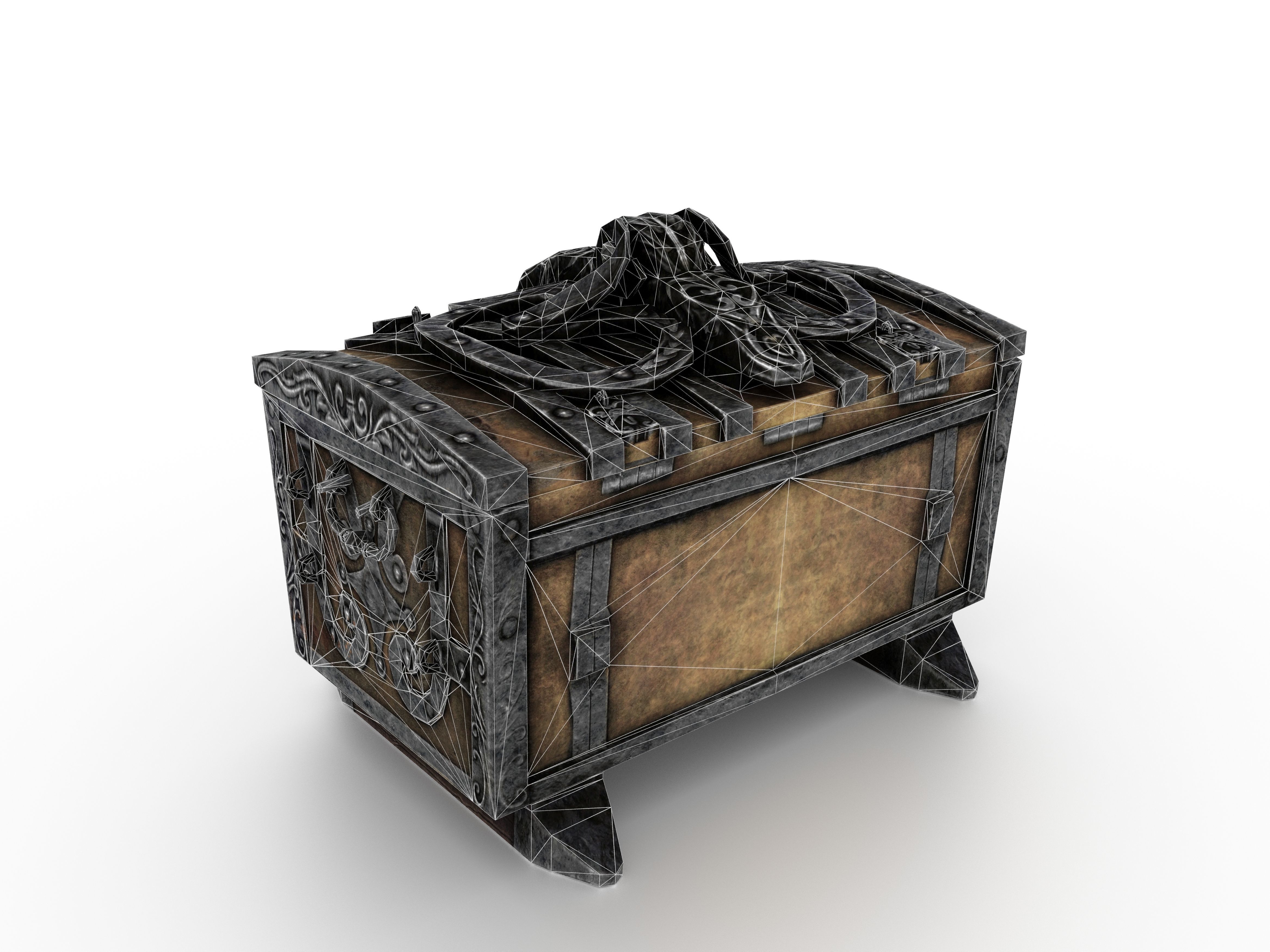 Old Metal Chest Low-poly 3D model_73
