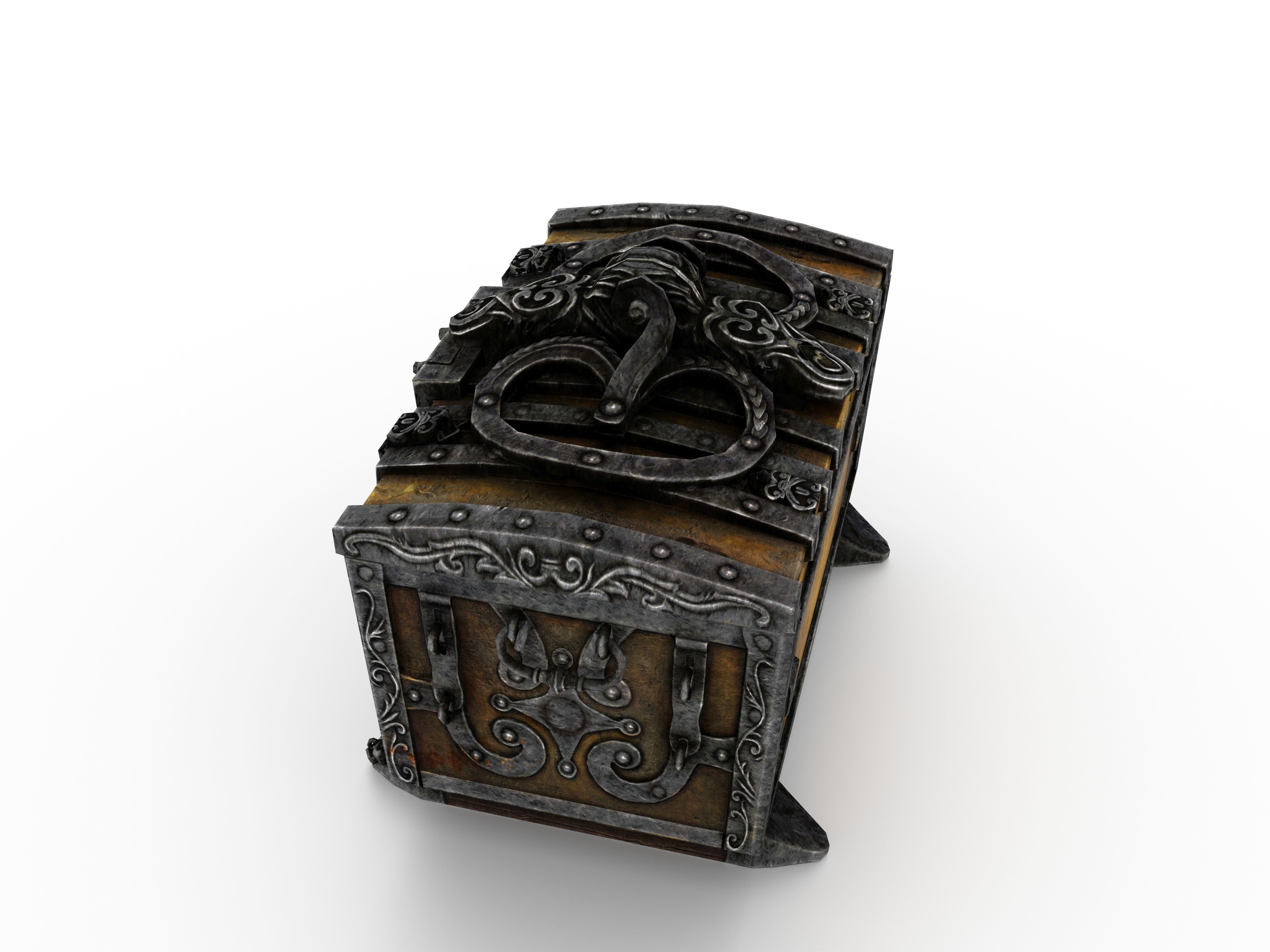 Old Metal Chest Low-poly 3D model_24
