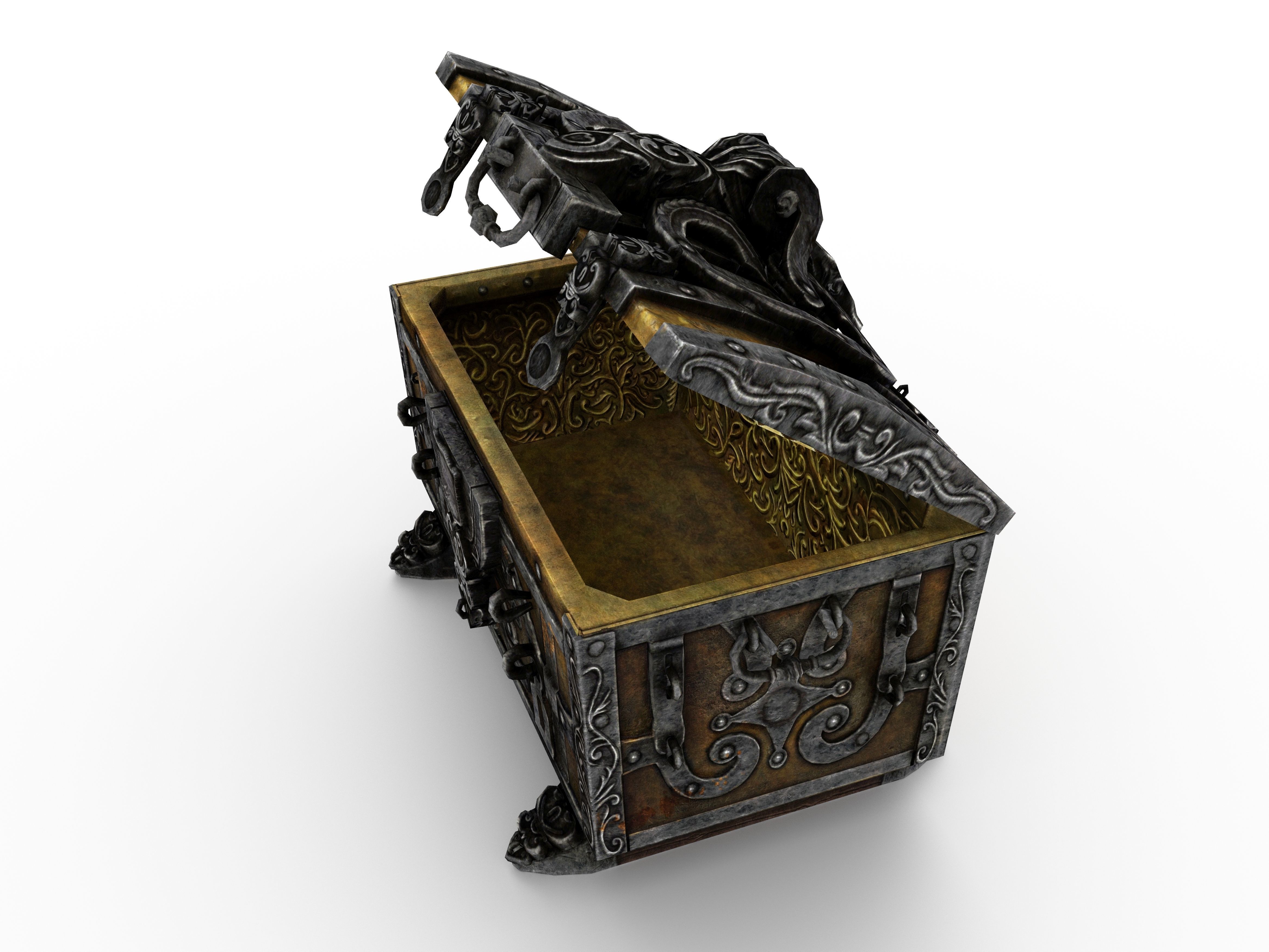 Old Metal Chest Low-poly 3D model_55