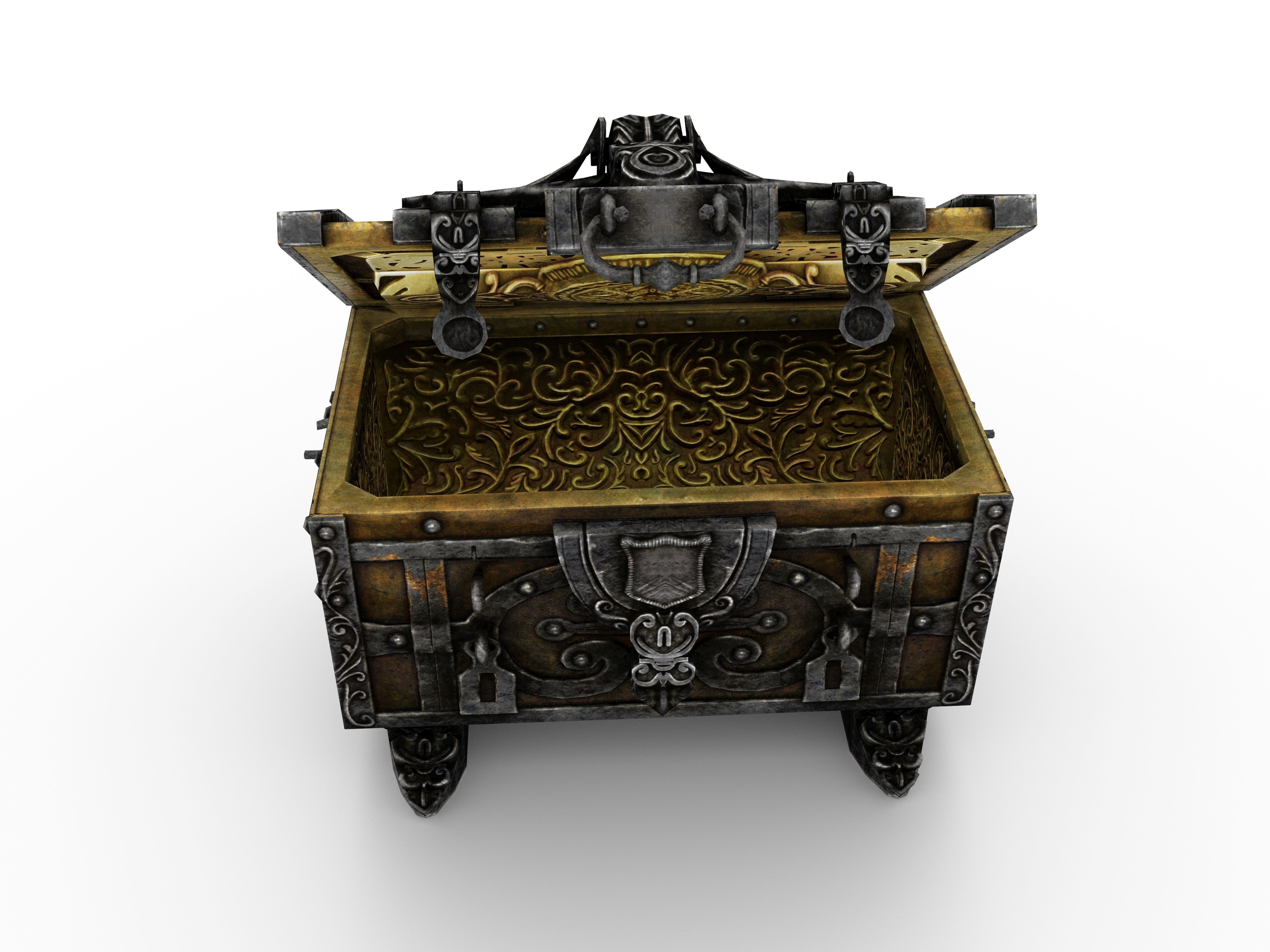 Old Metal Chest Low-poly 3D model_57