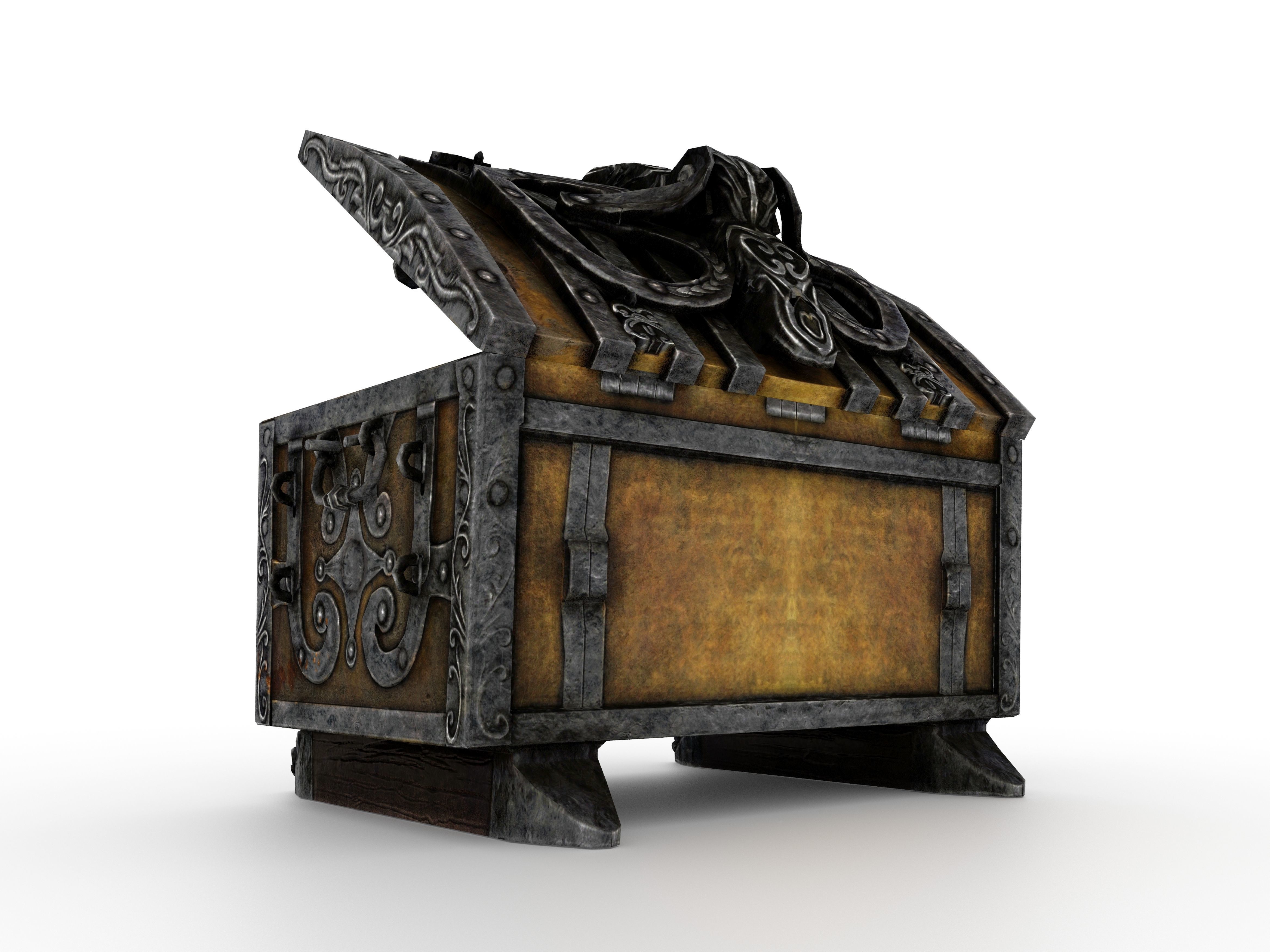 Old Metal Chest Low-poly 3D model_63