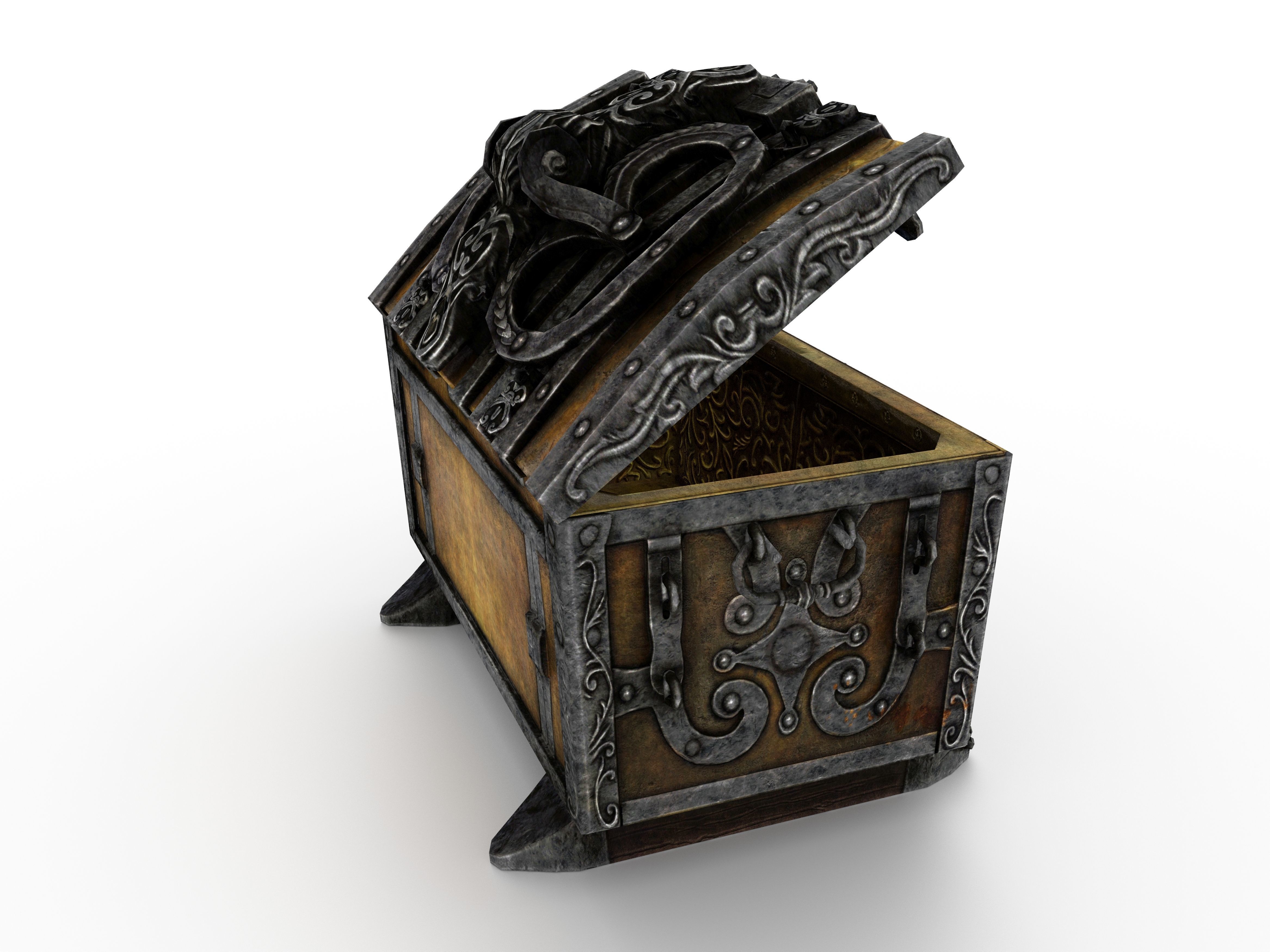 Old Metal Chest Low-poly 3D model_40