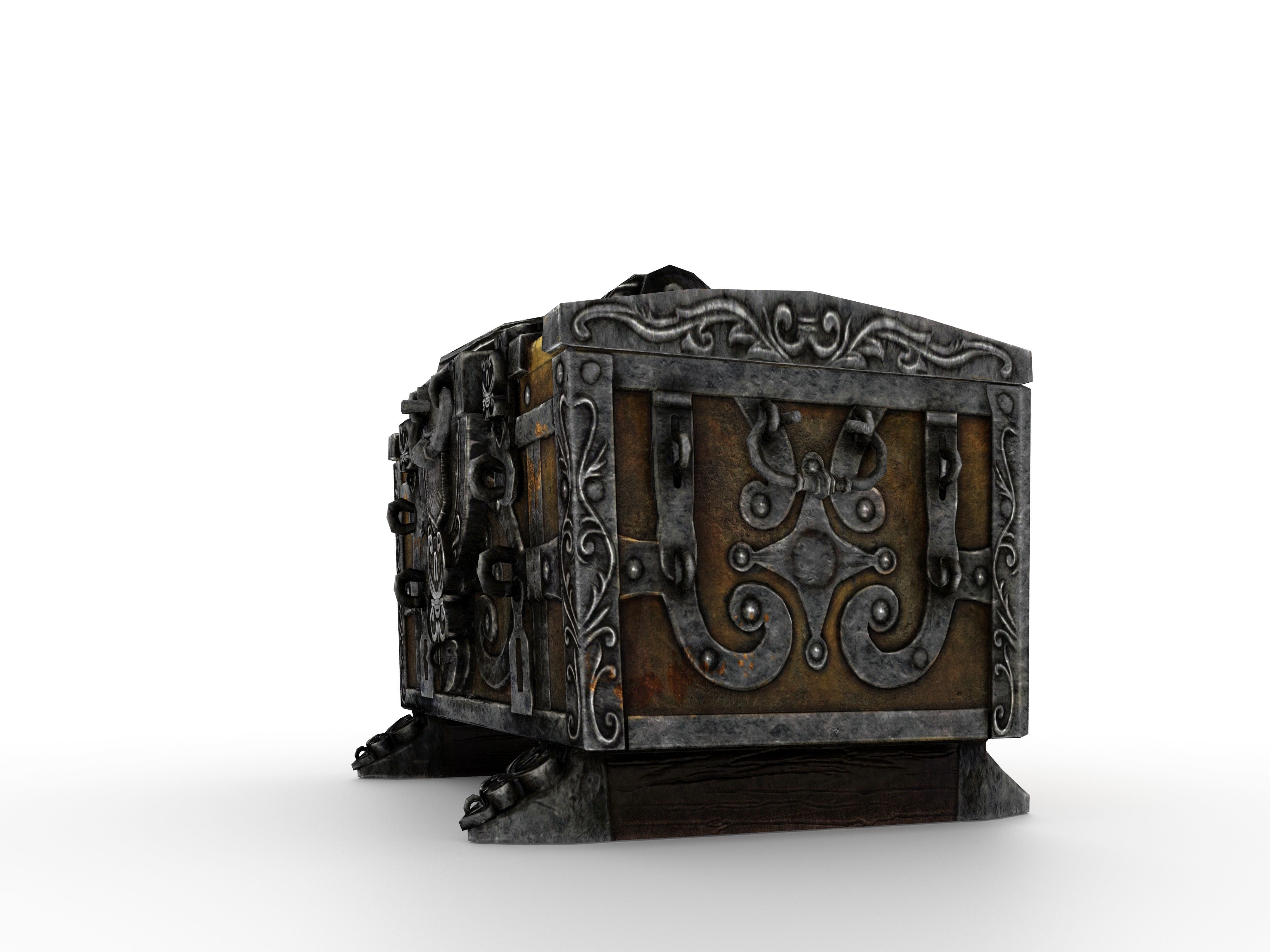 Old Metal Chest Low-poly 3D model_35