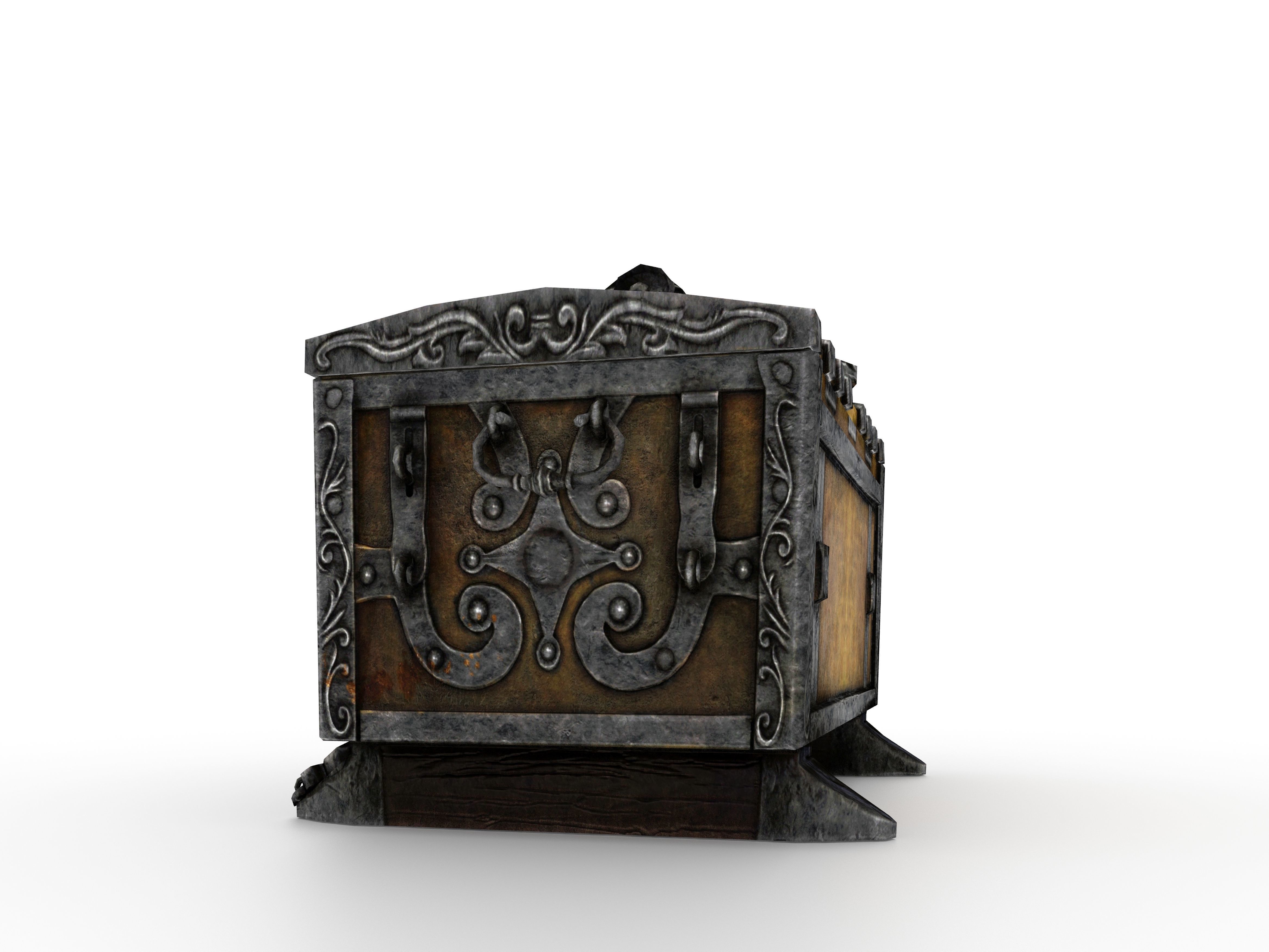 Old Metal Chest Low-poly 3D model_34
