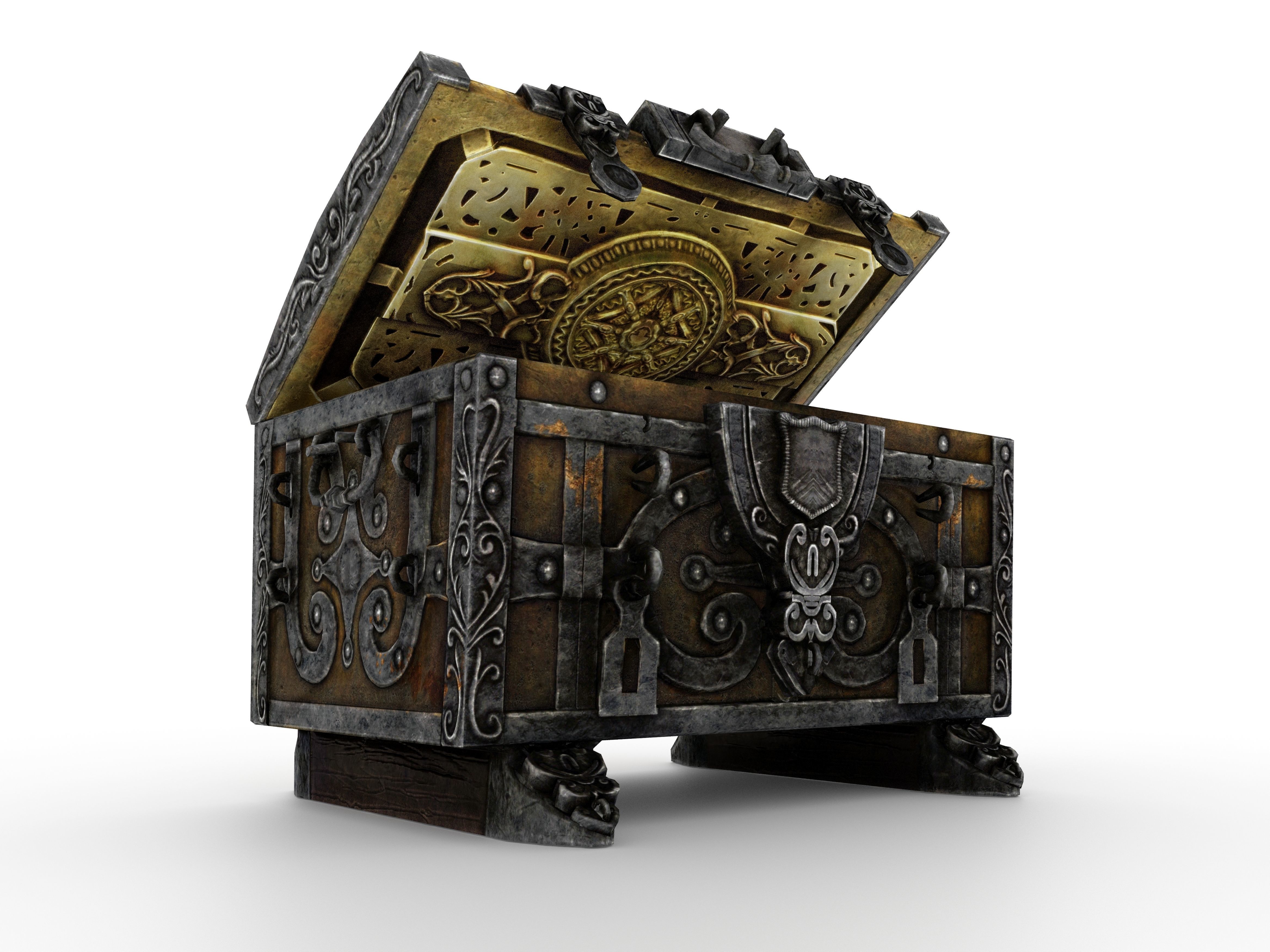 Old Metal Chest Low-poly 3D model_58