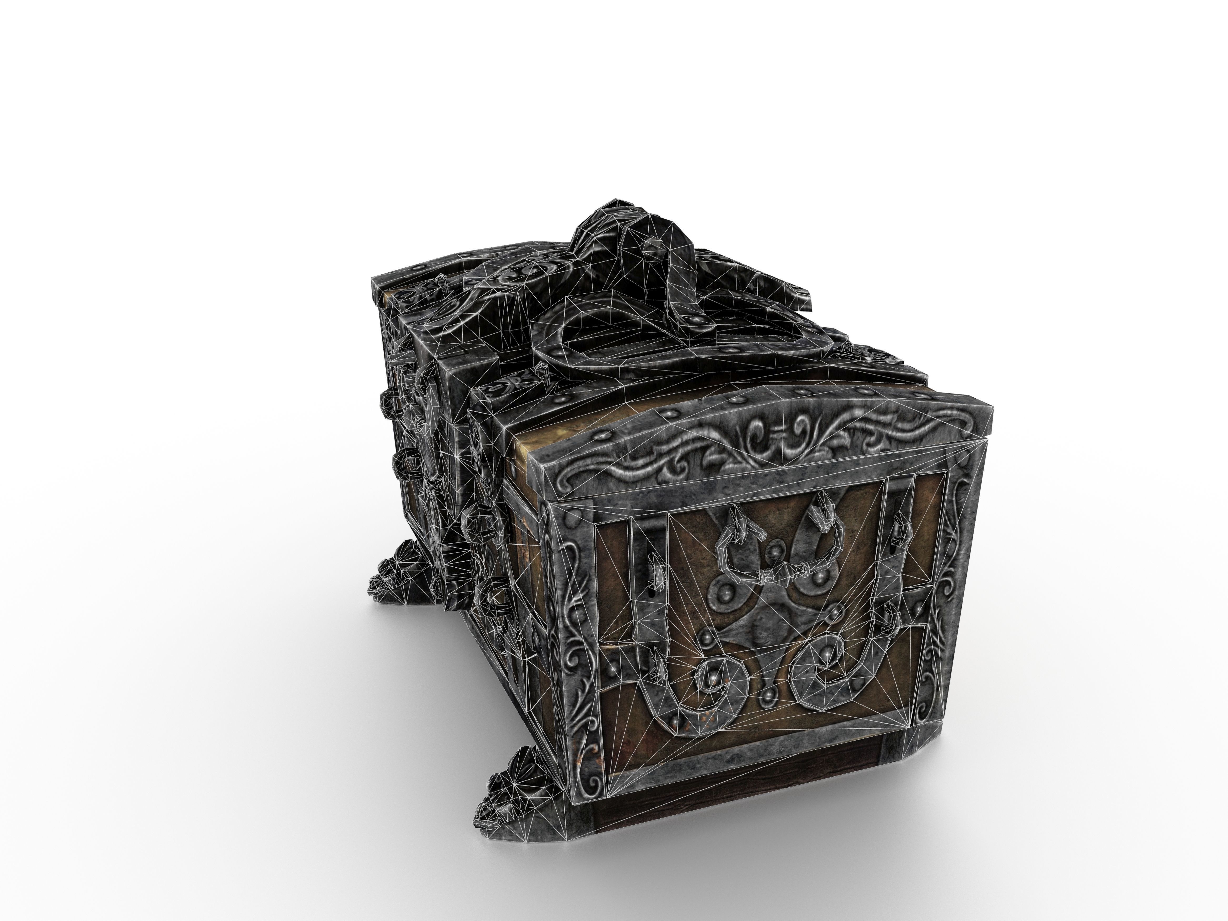 Old Metal Chest Low-poly 3D model_75