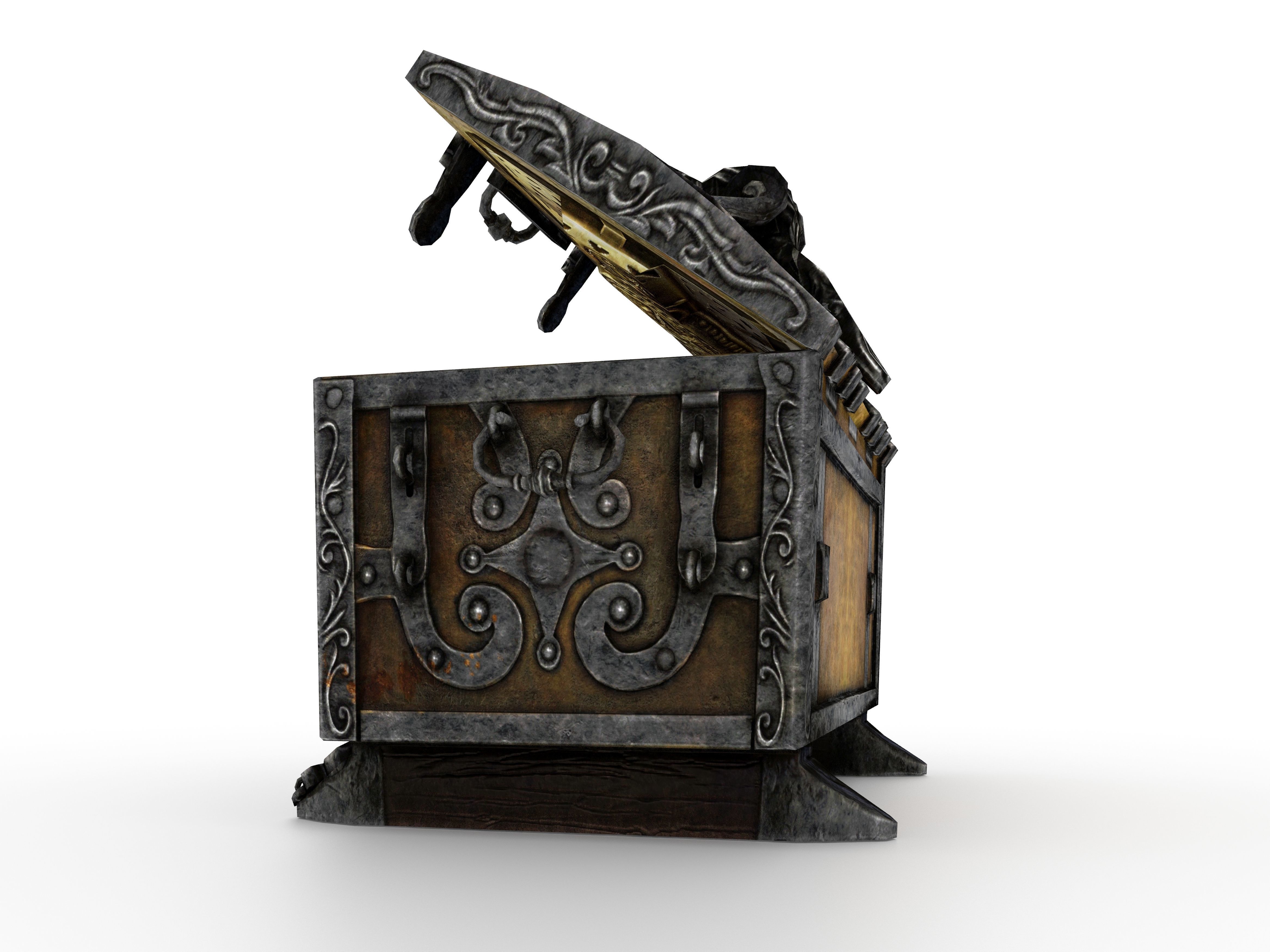 Old Metal Chest Low-poly 3D model_64