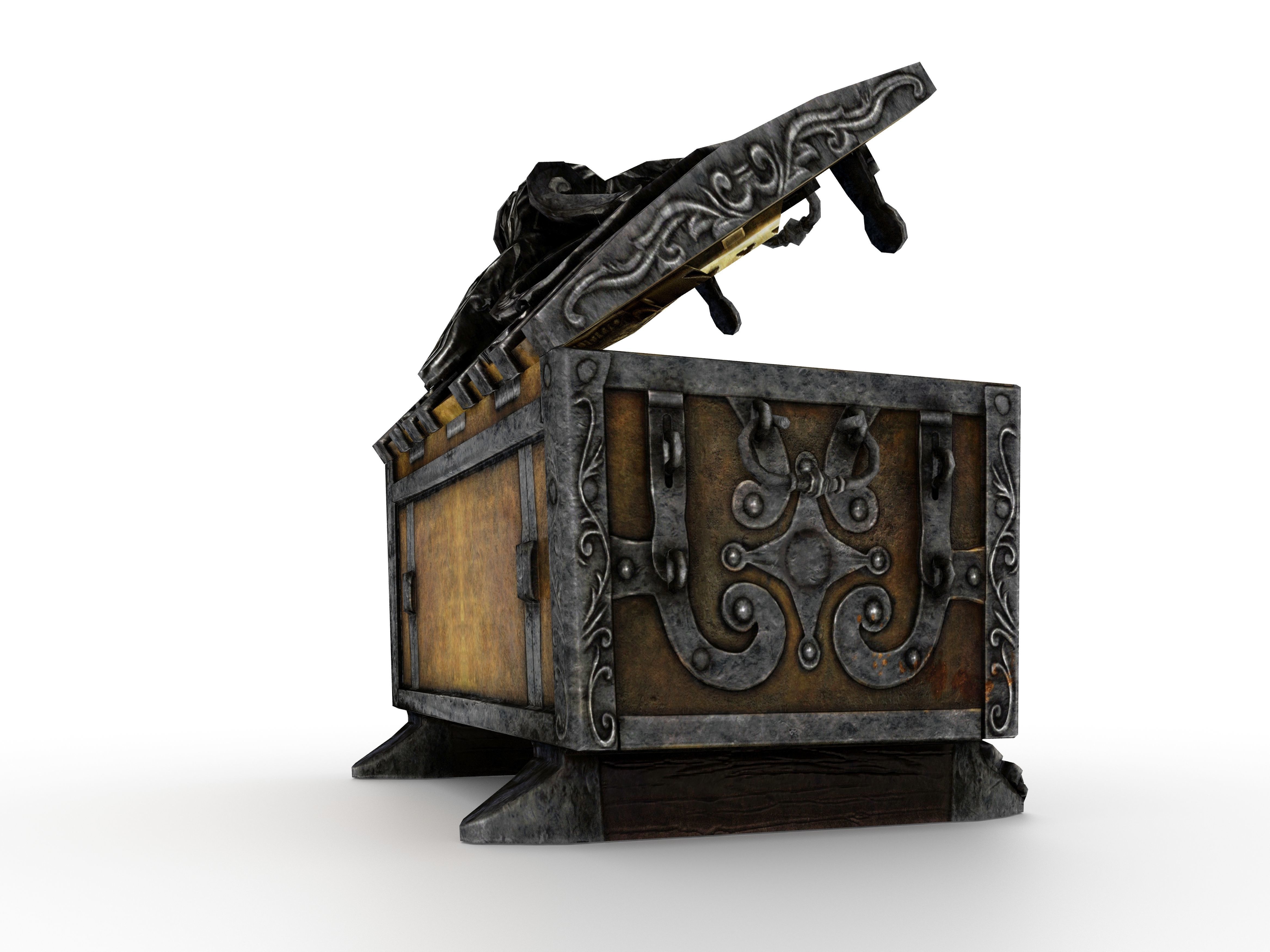 Old Metal Chest Low-poly 3D model_60