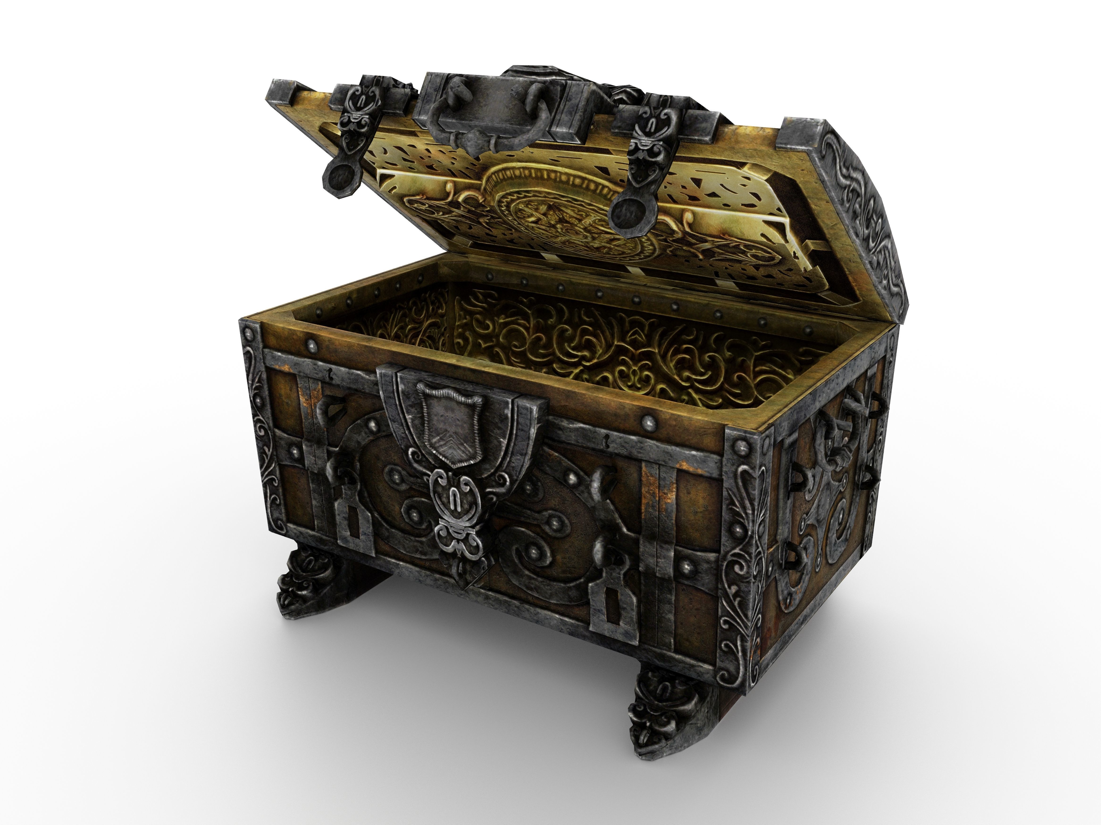Old Metal Chest Low-poly 3D model_46