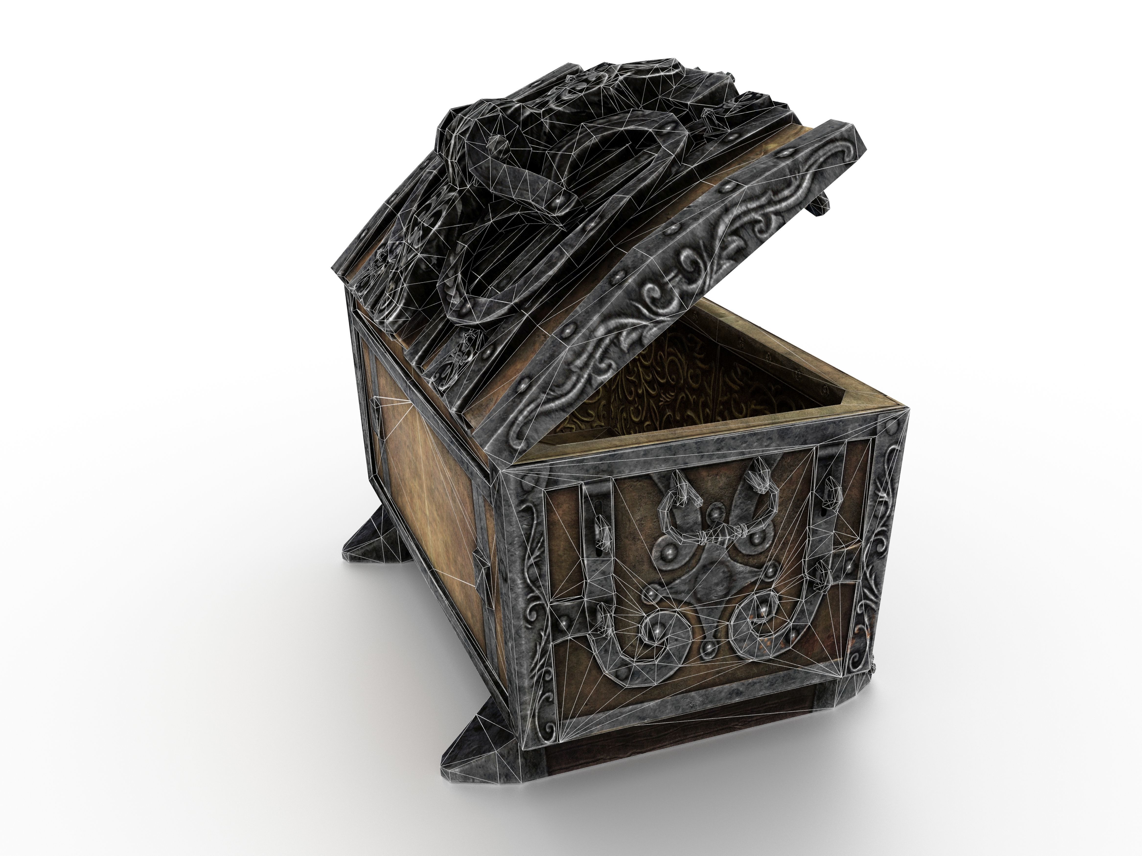 Old Metal Chest Low-poly 3D model_80