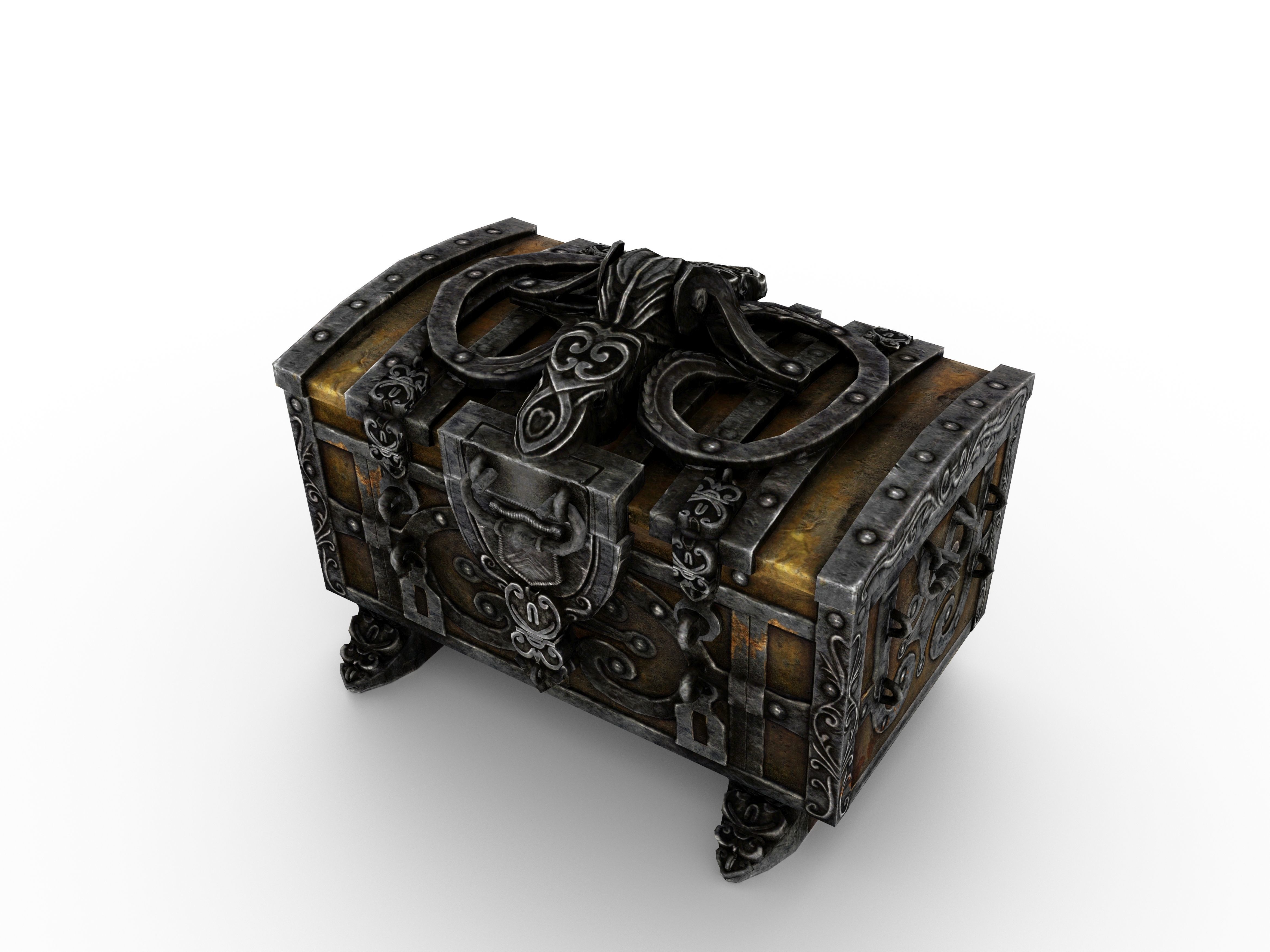 Old Metal Chest Low-poly 3D model_26