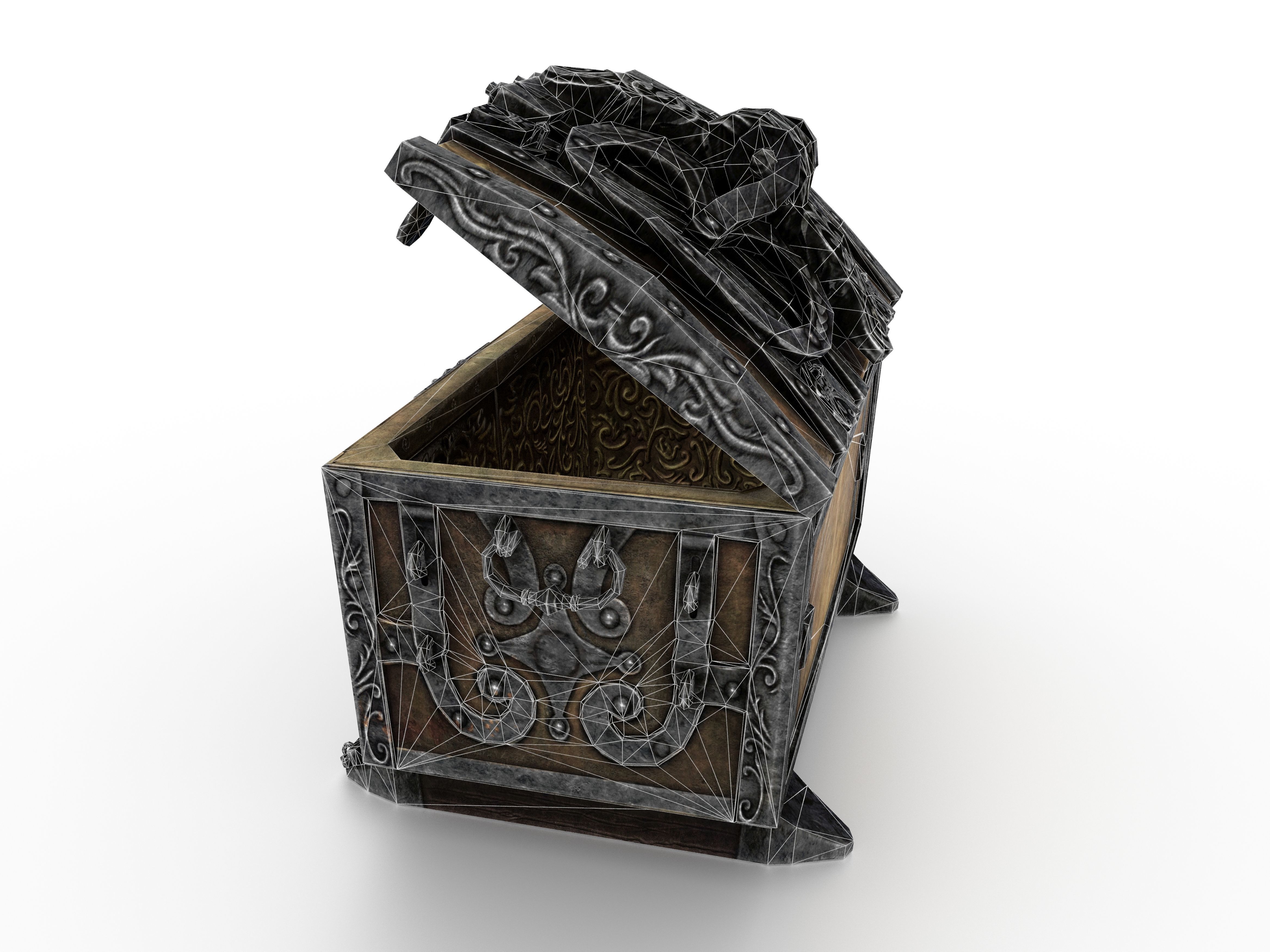 Old Metal Chest Low-poly 3D model_83