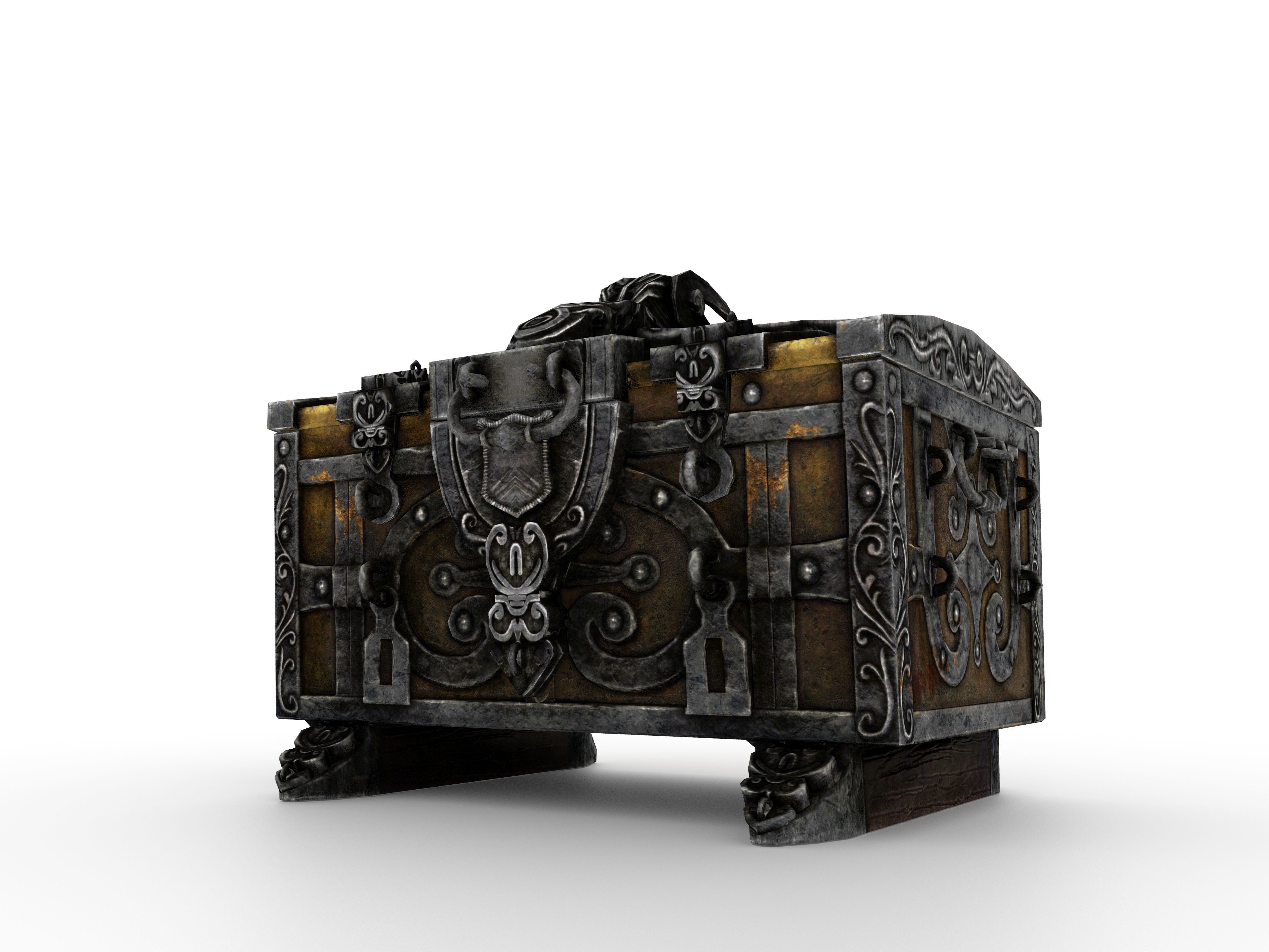 Old Metal Chest Low-poly 3D model_36
