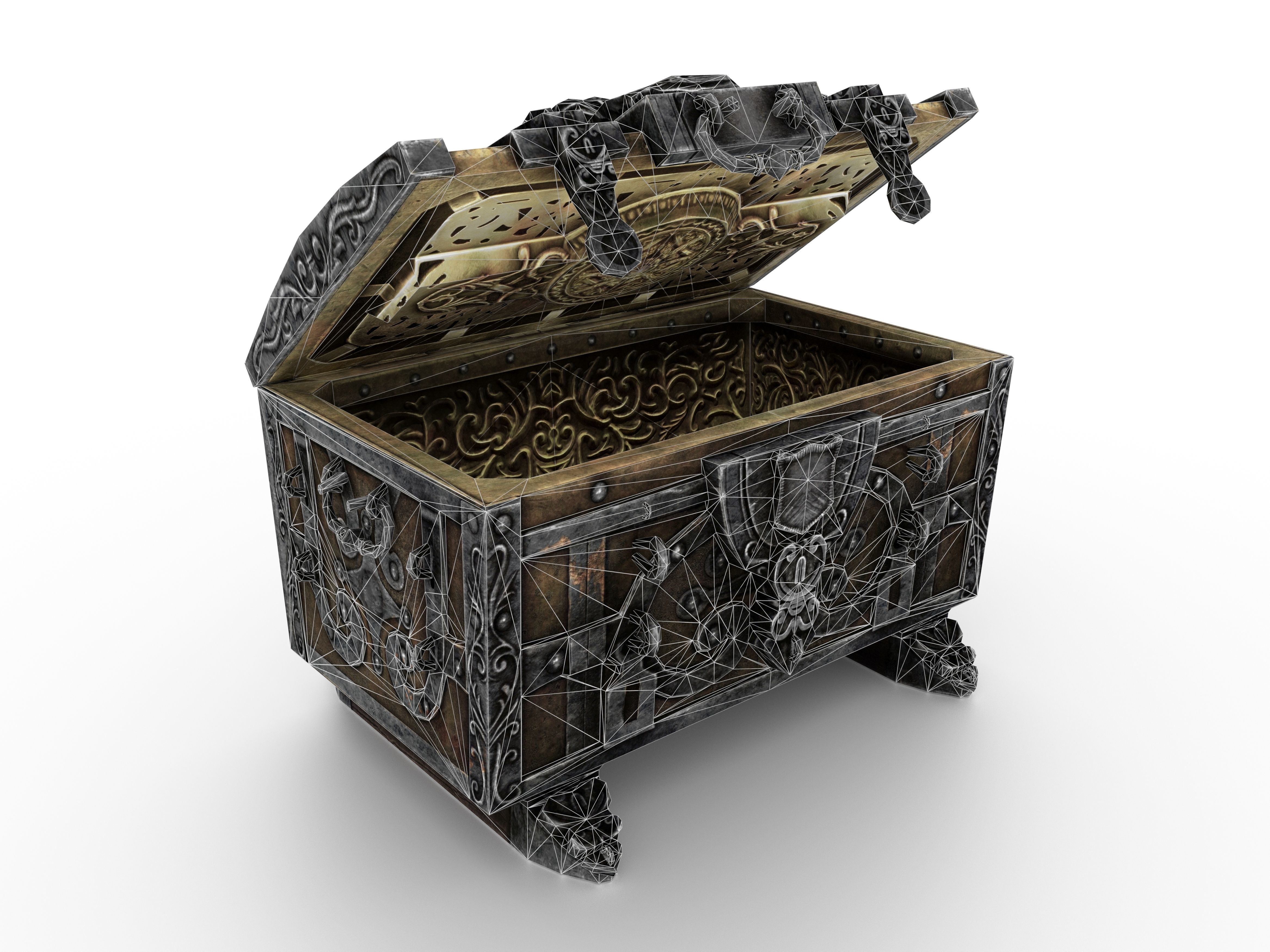 Old Metal Chest Low-poly 3D model_78