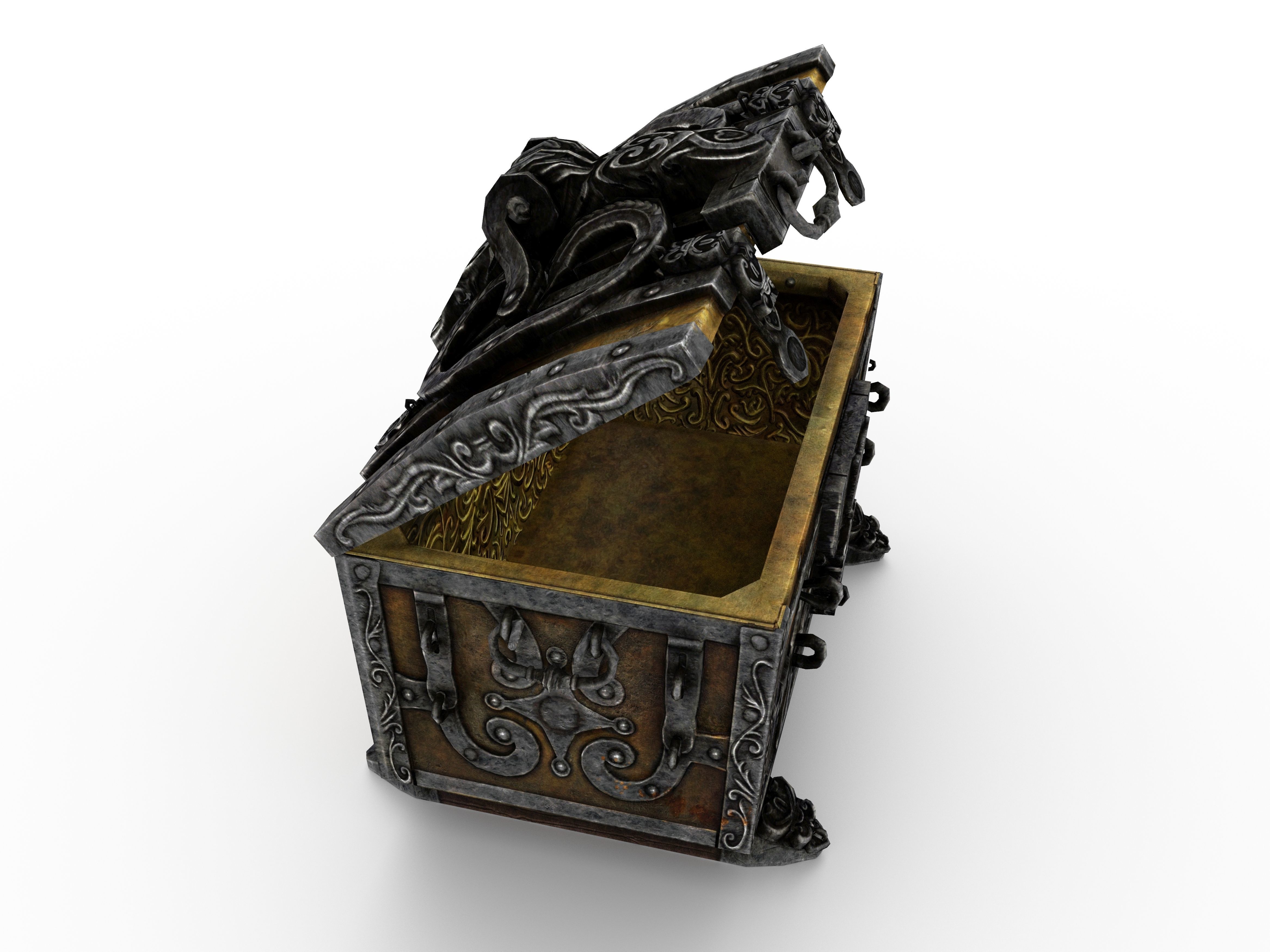 Old Metal Chest Low-poly 3D model_49