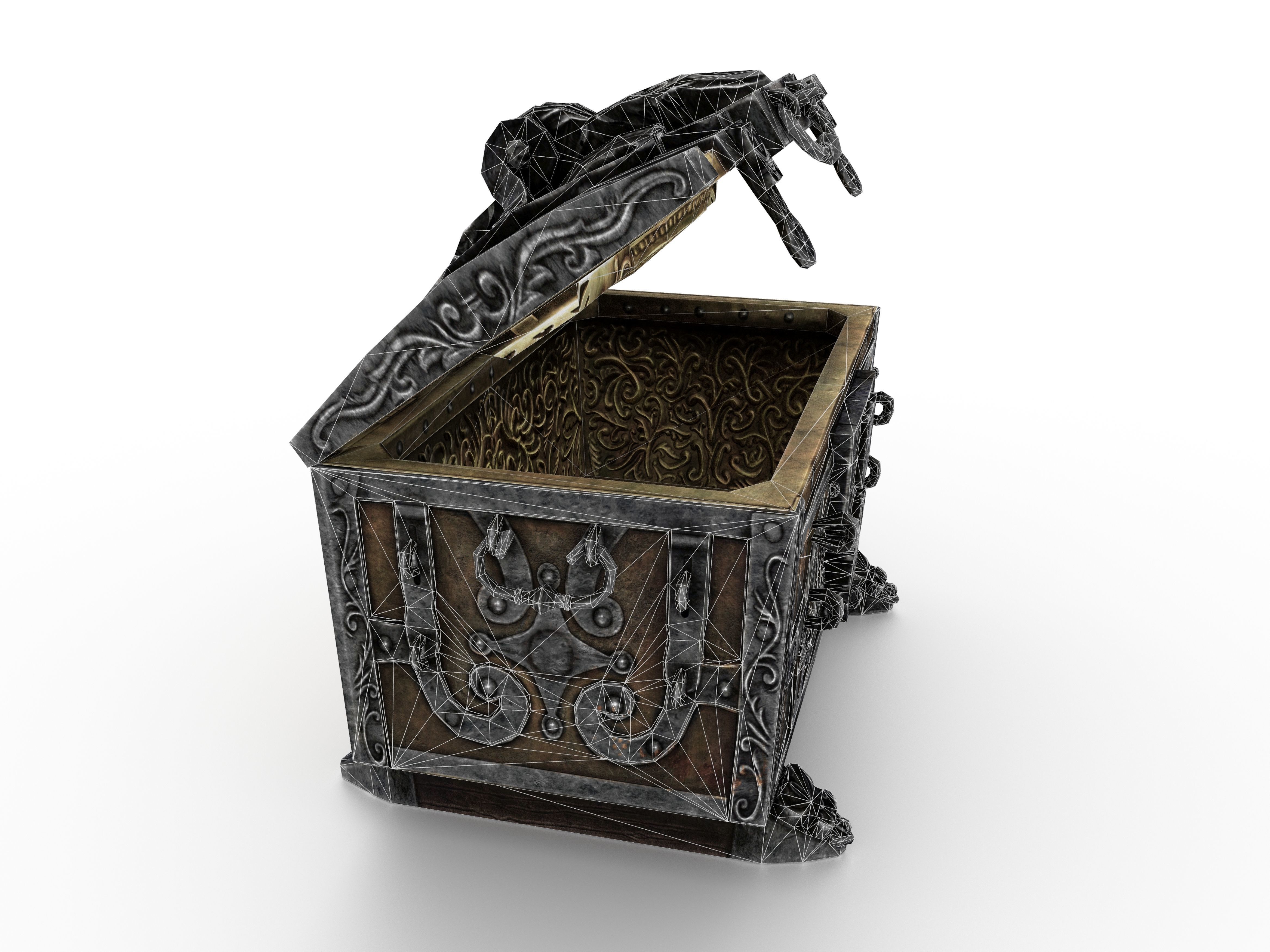 Old Metal Chest Low-poly 3D model_79