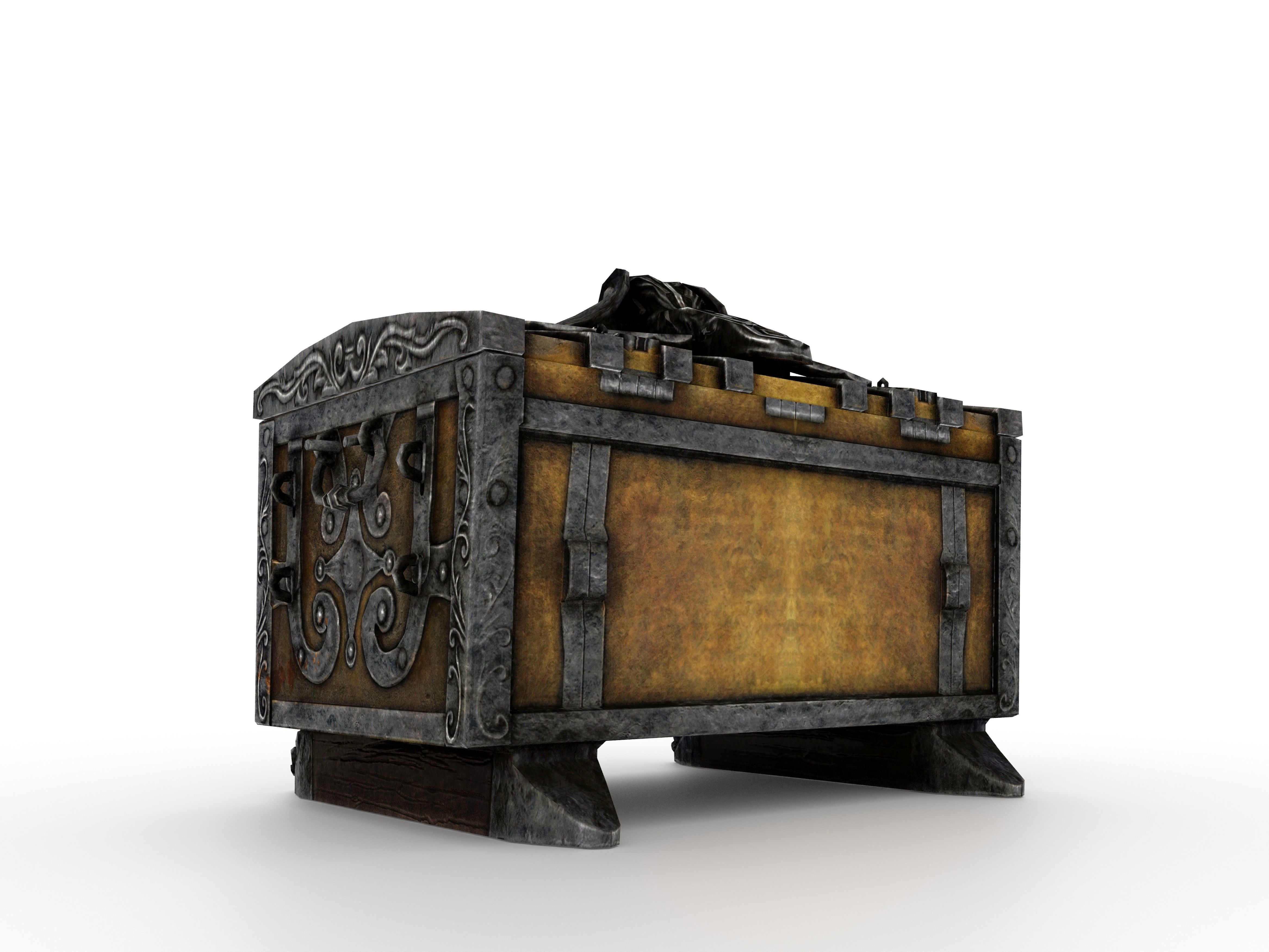 Old Metal Chest Low-poly 3D model_33