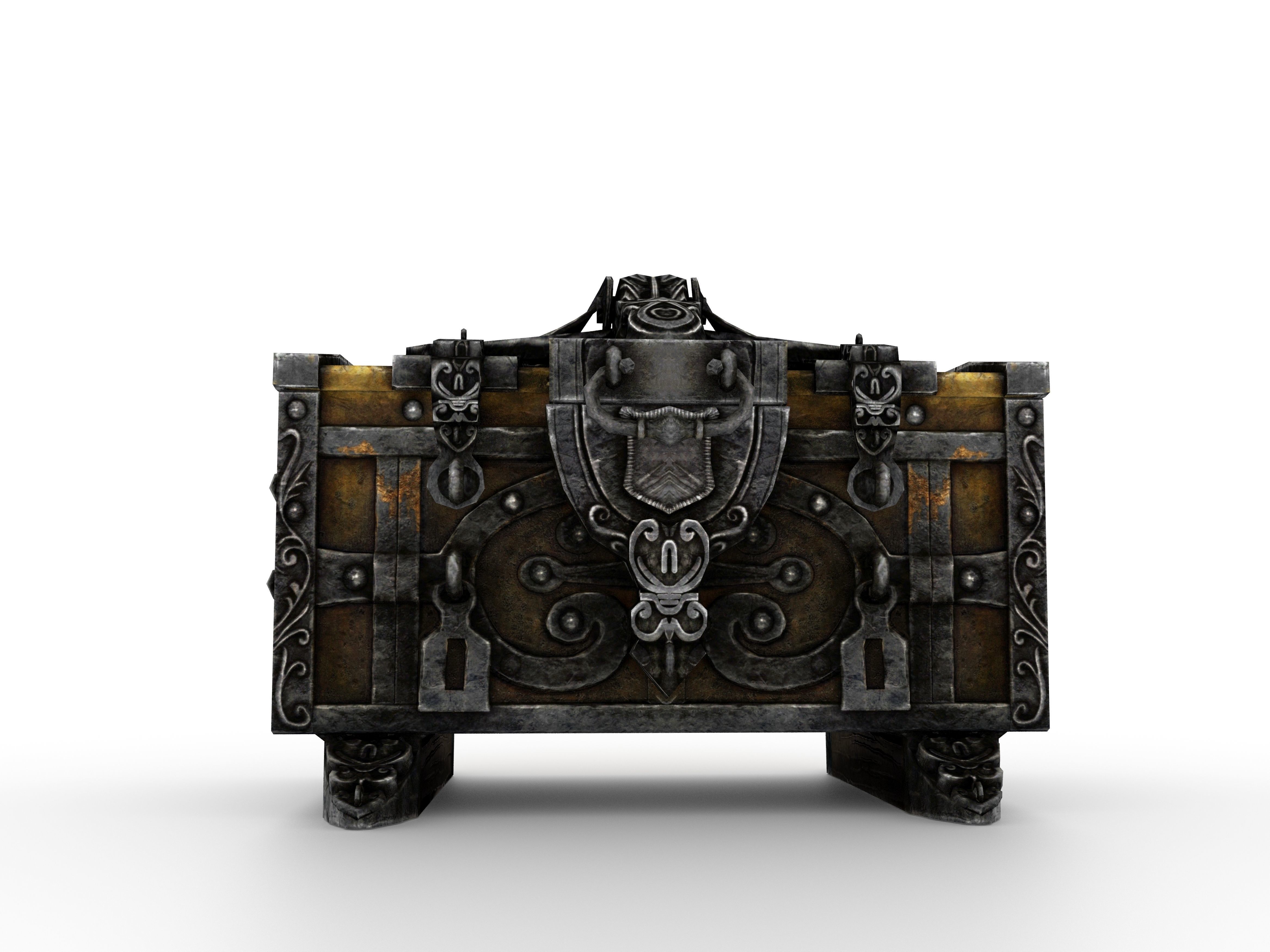 Old Metal Chest Low-poly 3D model_37