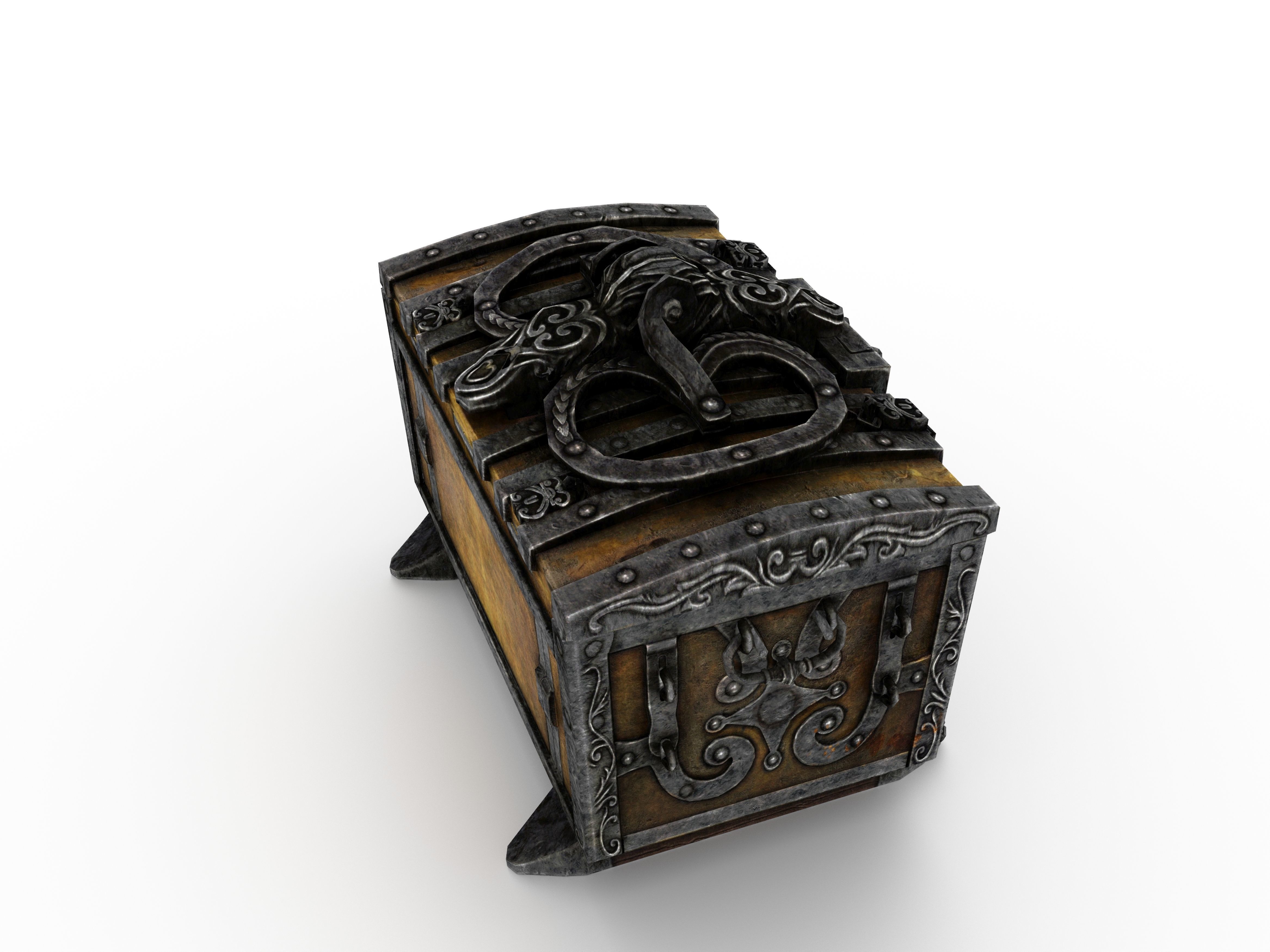 Old Metal Chest Low-poly 3D model_20