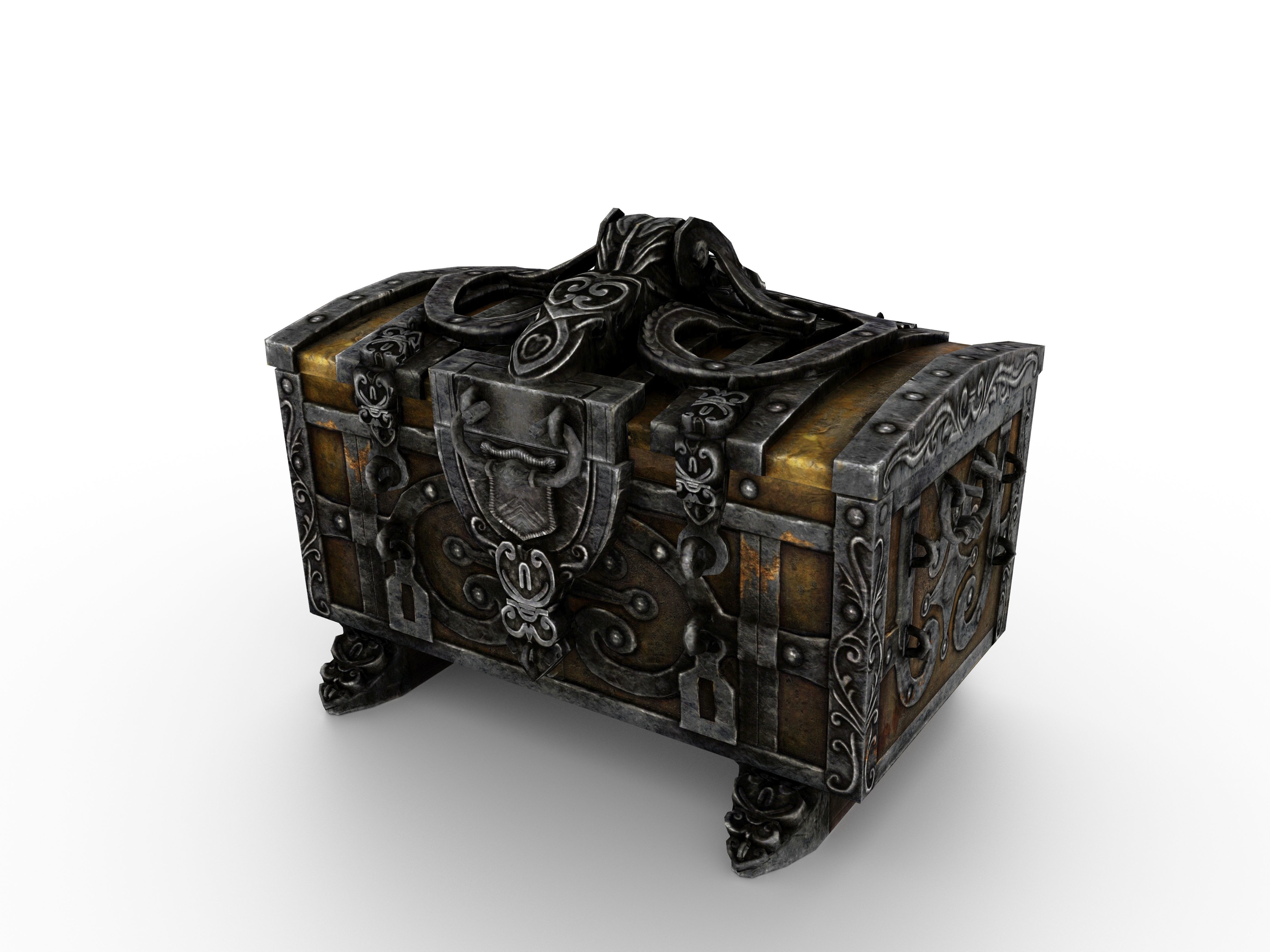 Old Metal Chest Low-poly 3D model_16