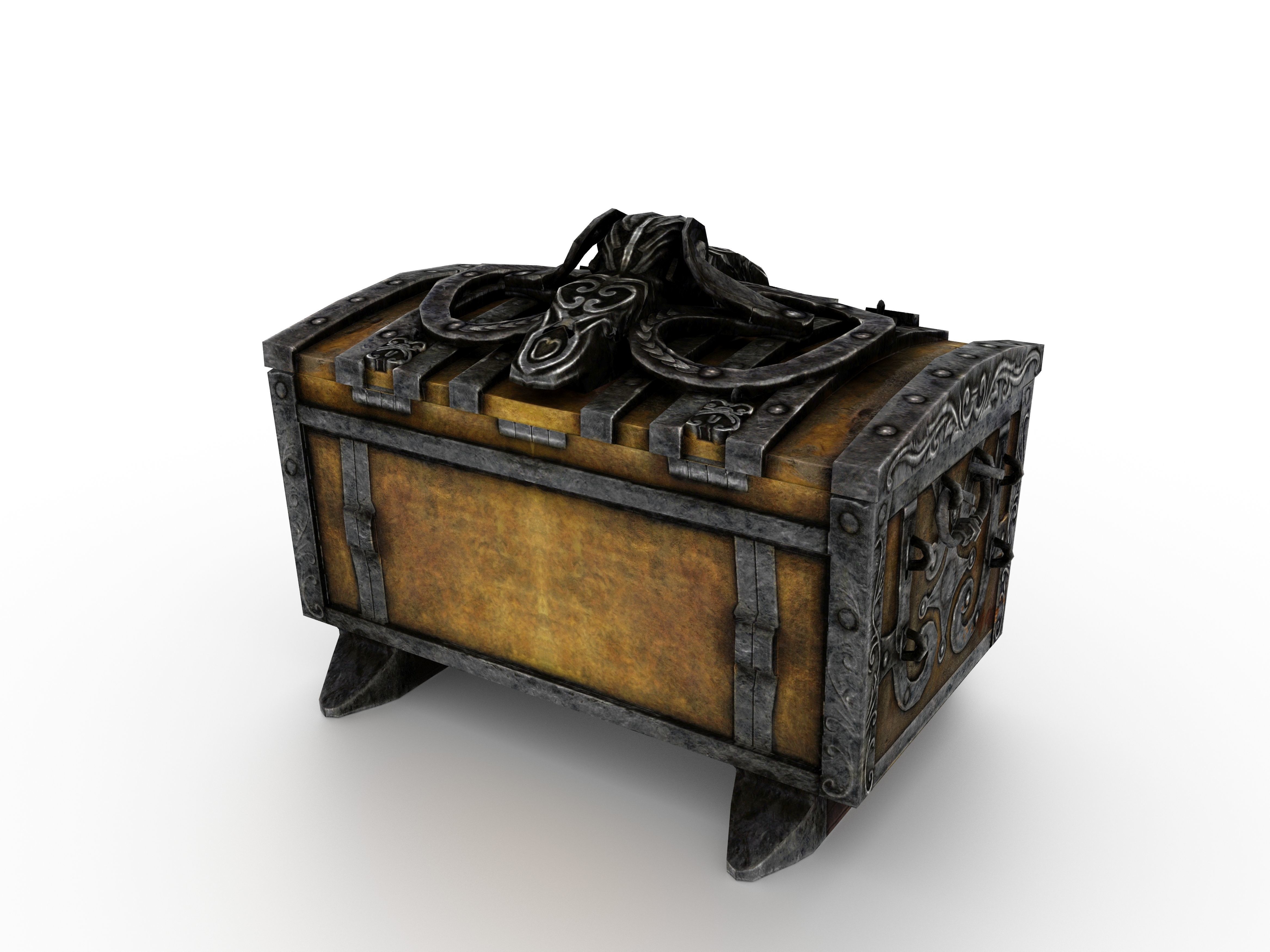 Old Metal Chest Low-poly 3D model_11