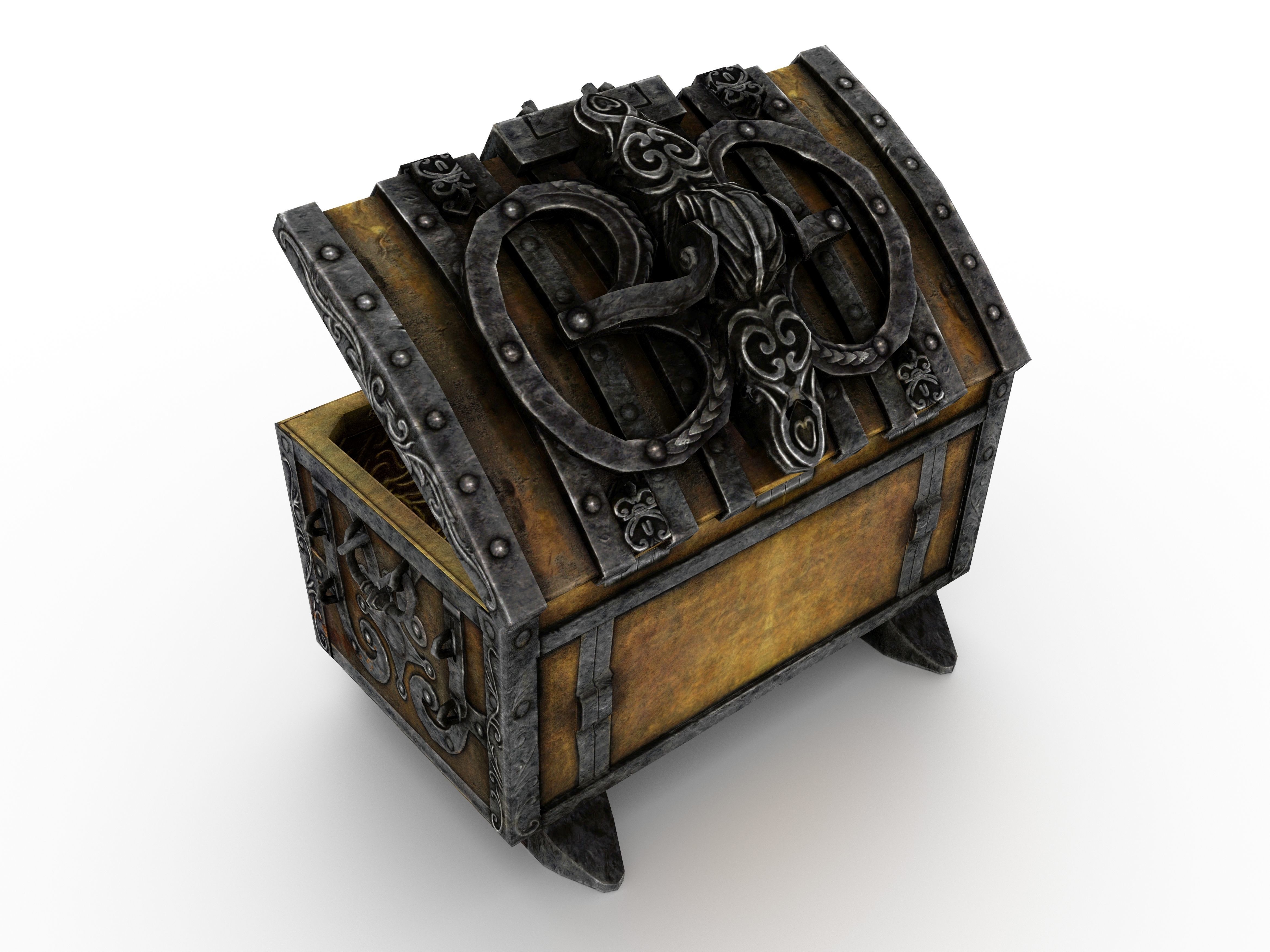 Old Metal Chest Low-poly 3D model_53