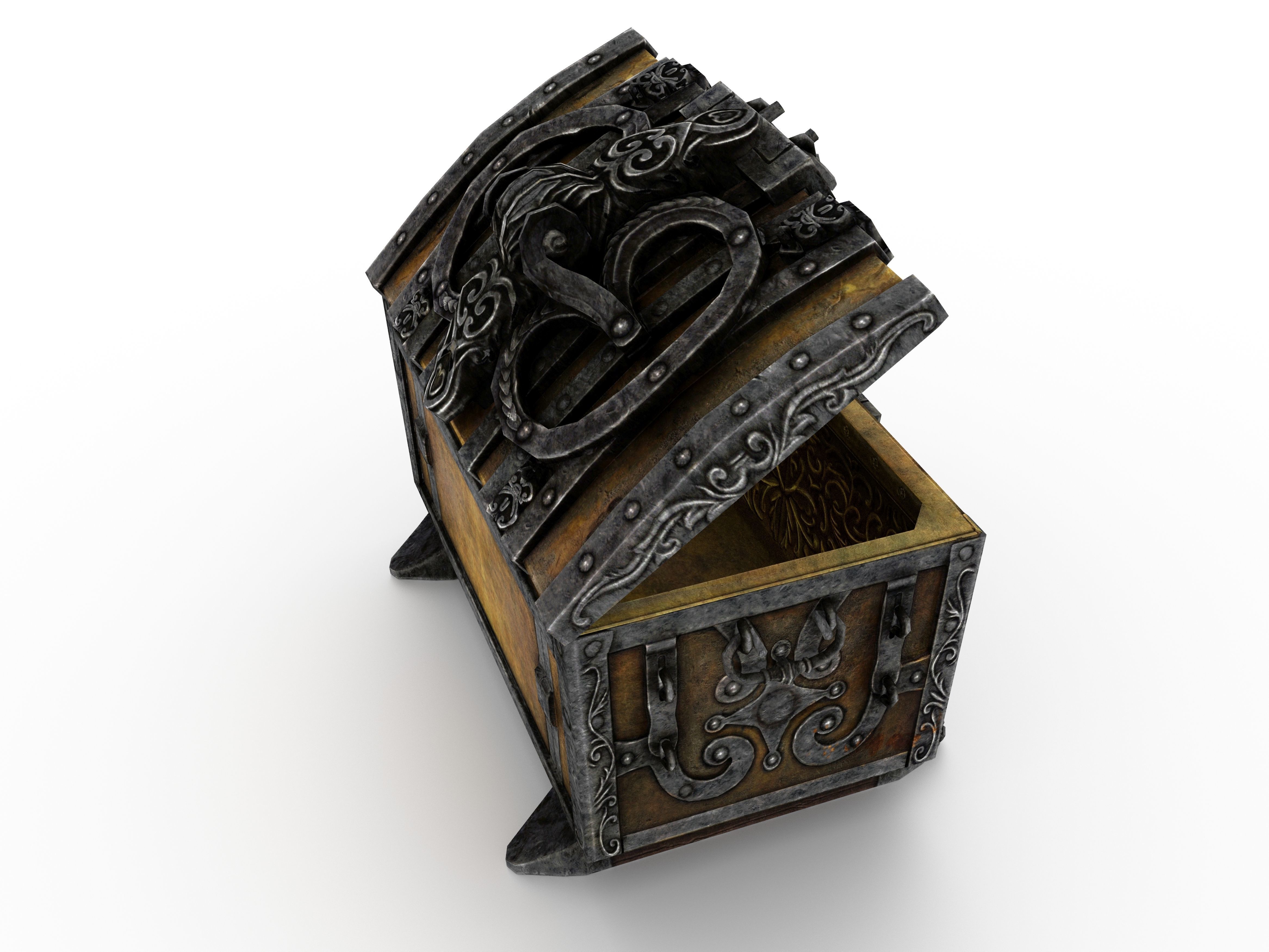 Old Metal Chest Low-poly 3D model_50
