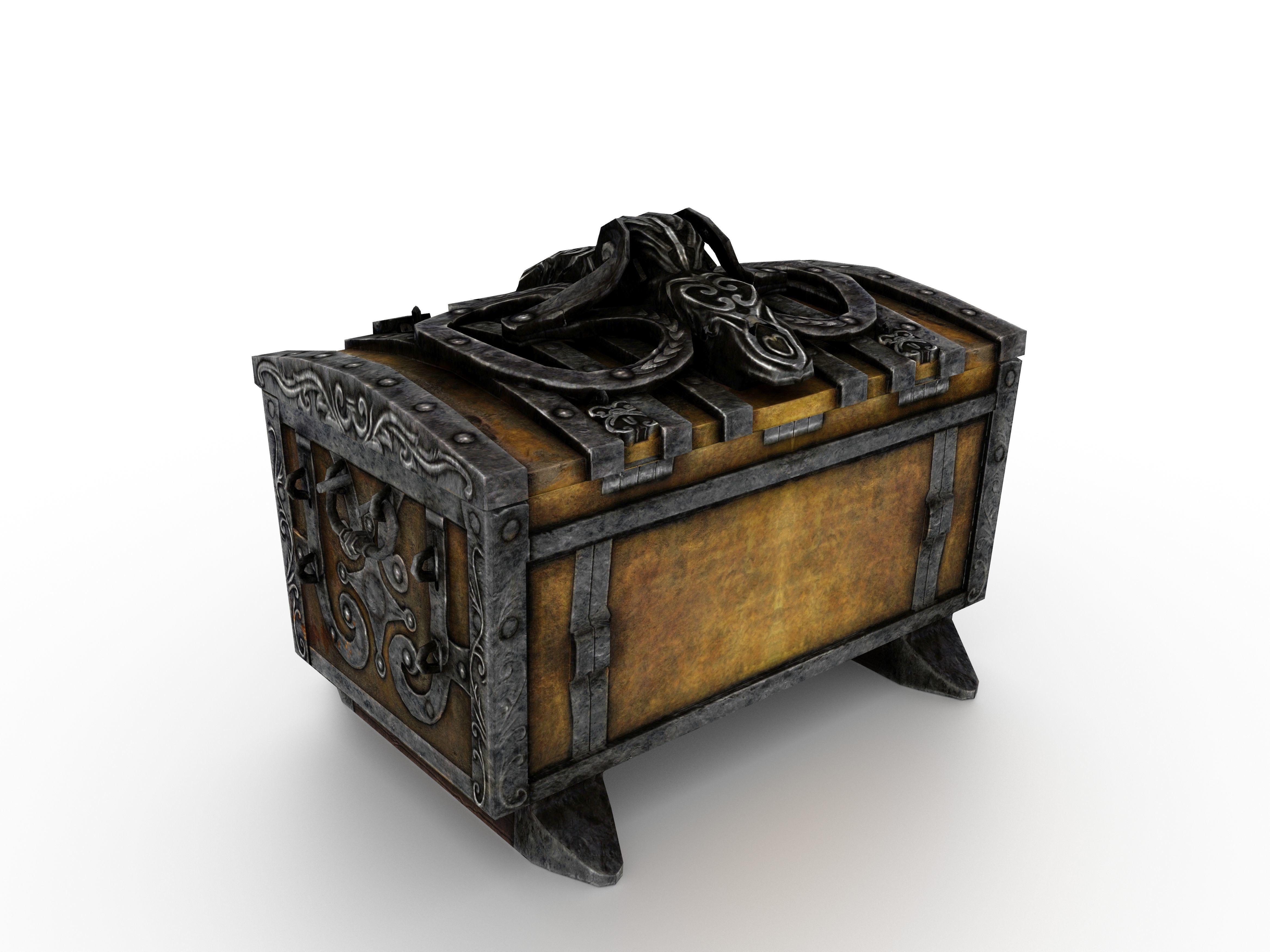 Old Metal Chest Low-poly 3D model_13