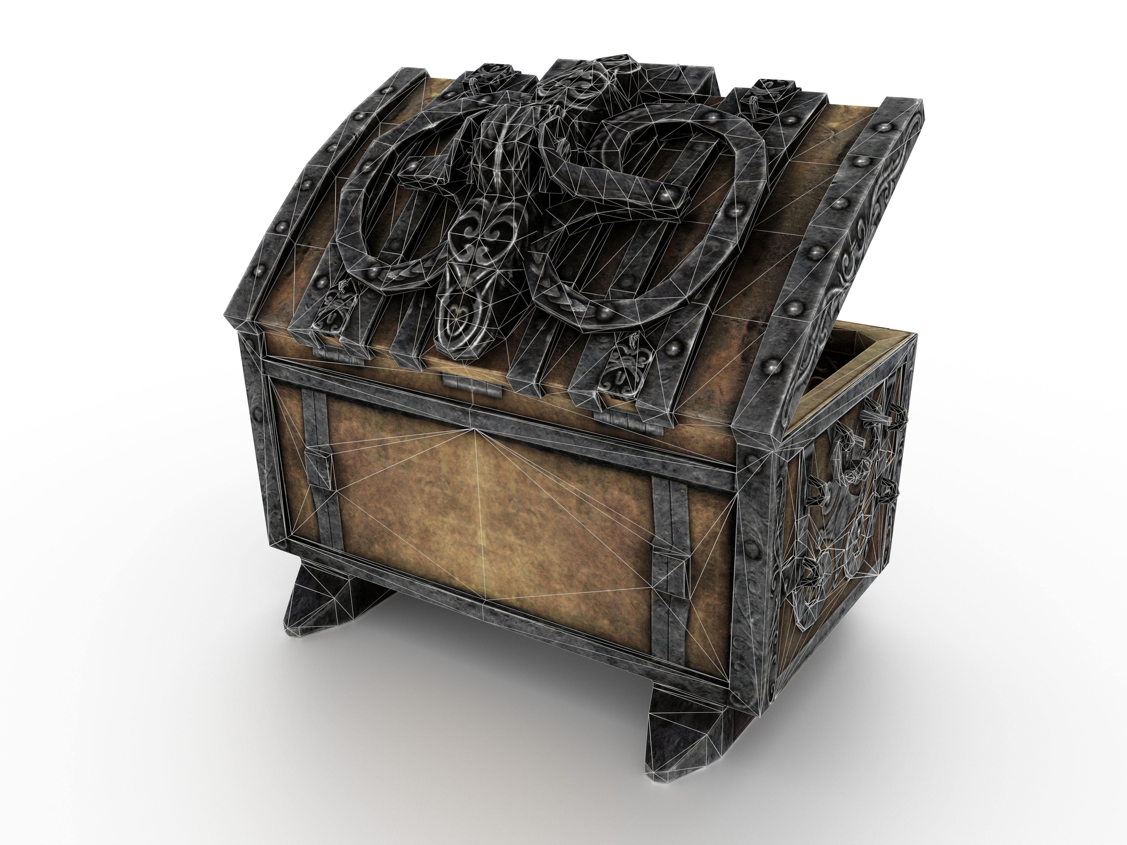 Old Metal Chest Low-poly 3D model_81