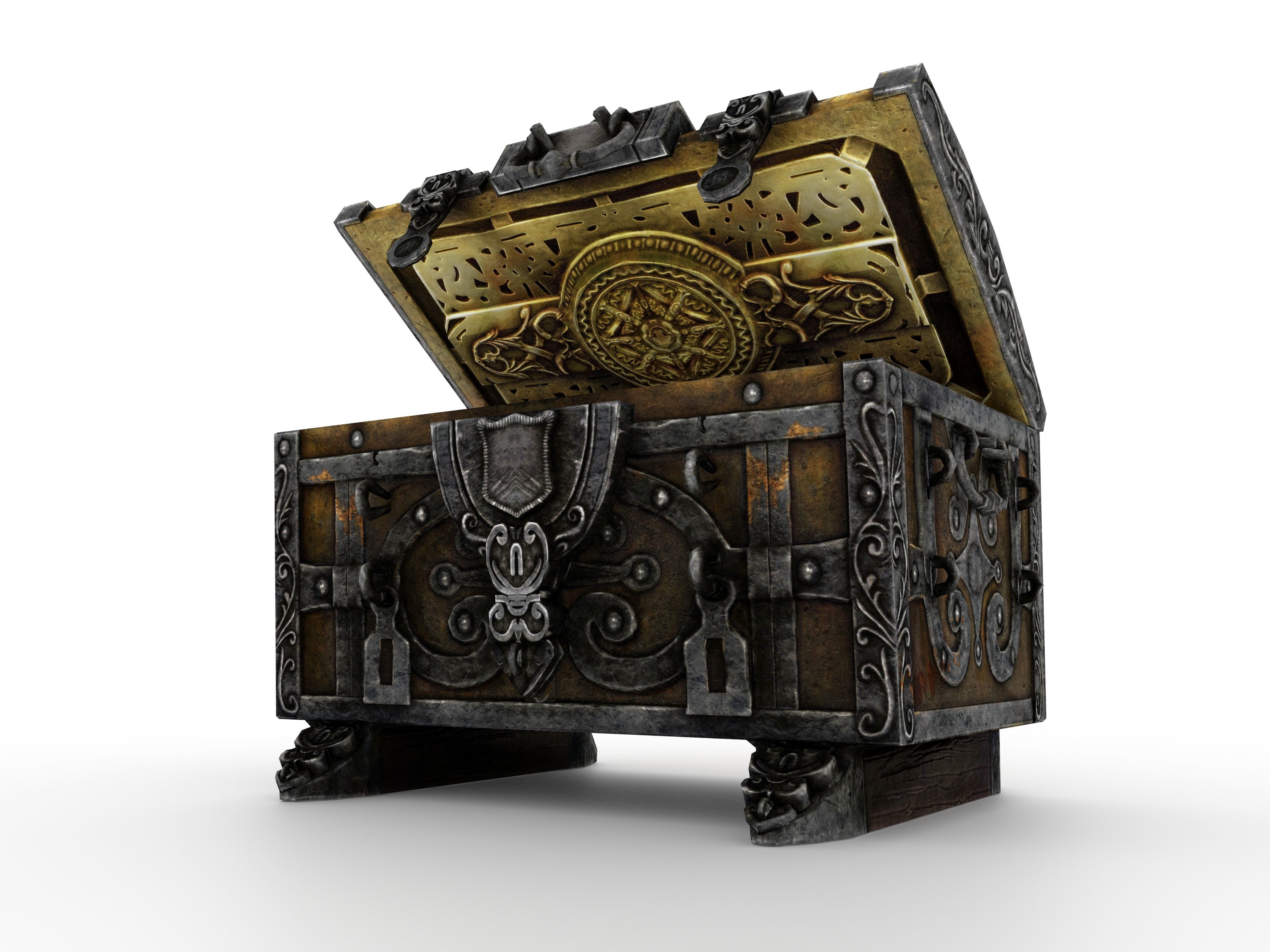 Old Metal Chest Low-poly 3D model_66