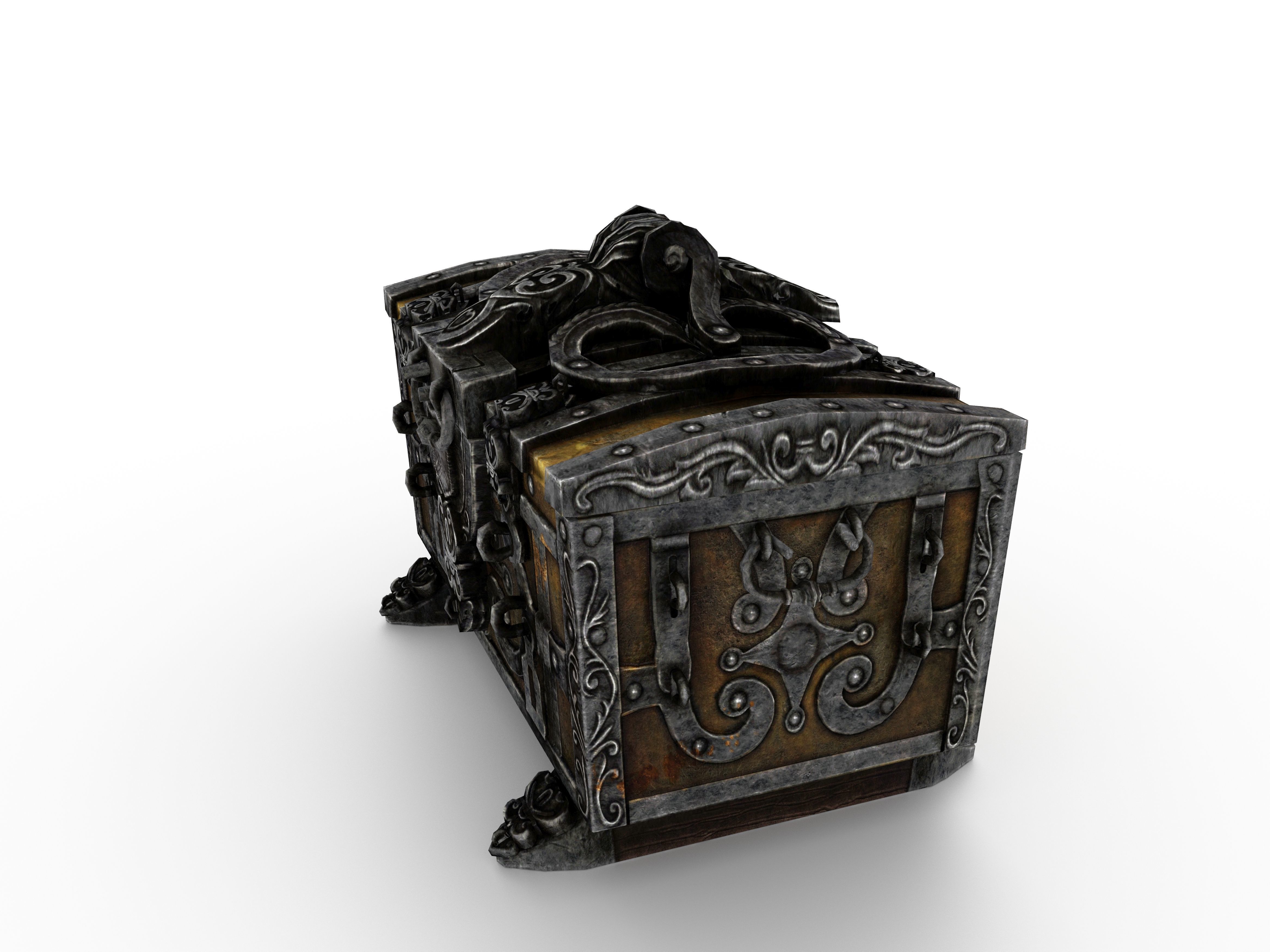 Old Metal Chest Low-poly 3D model_15