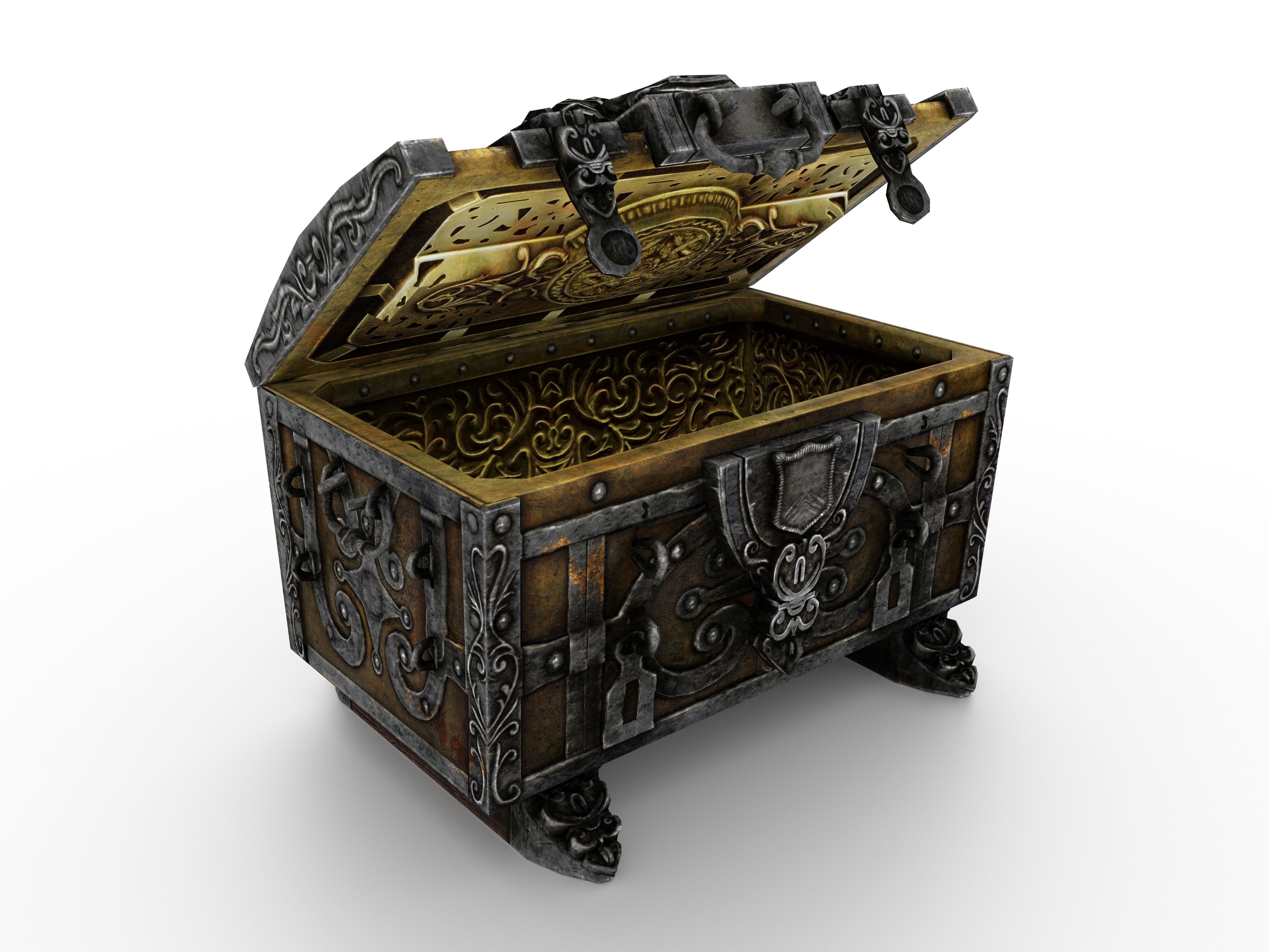 Old Metal Chest Low-poly 3D model_38