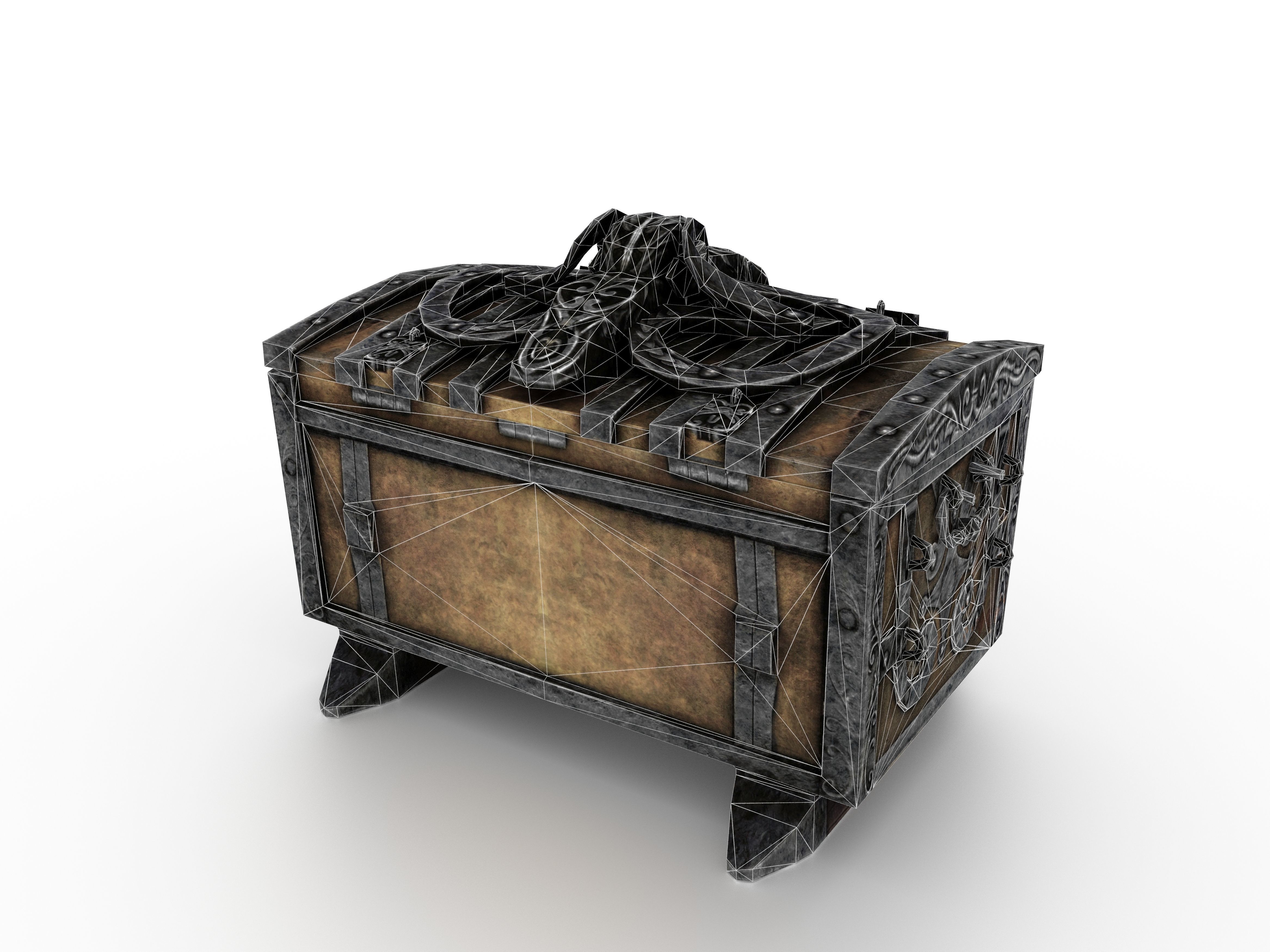 Old Metal Chest Low-poly 3D model_71