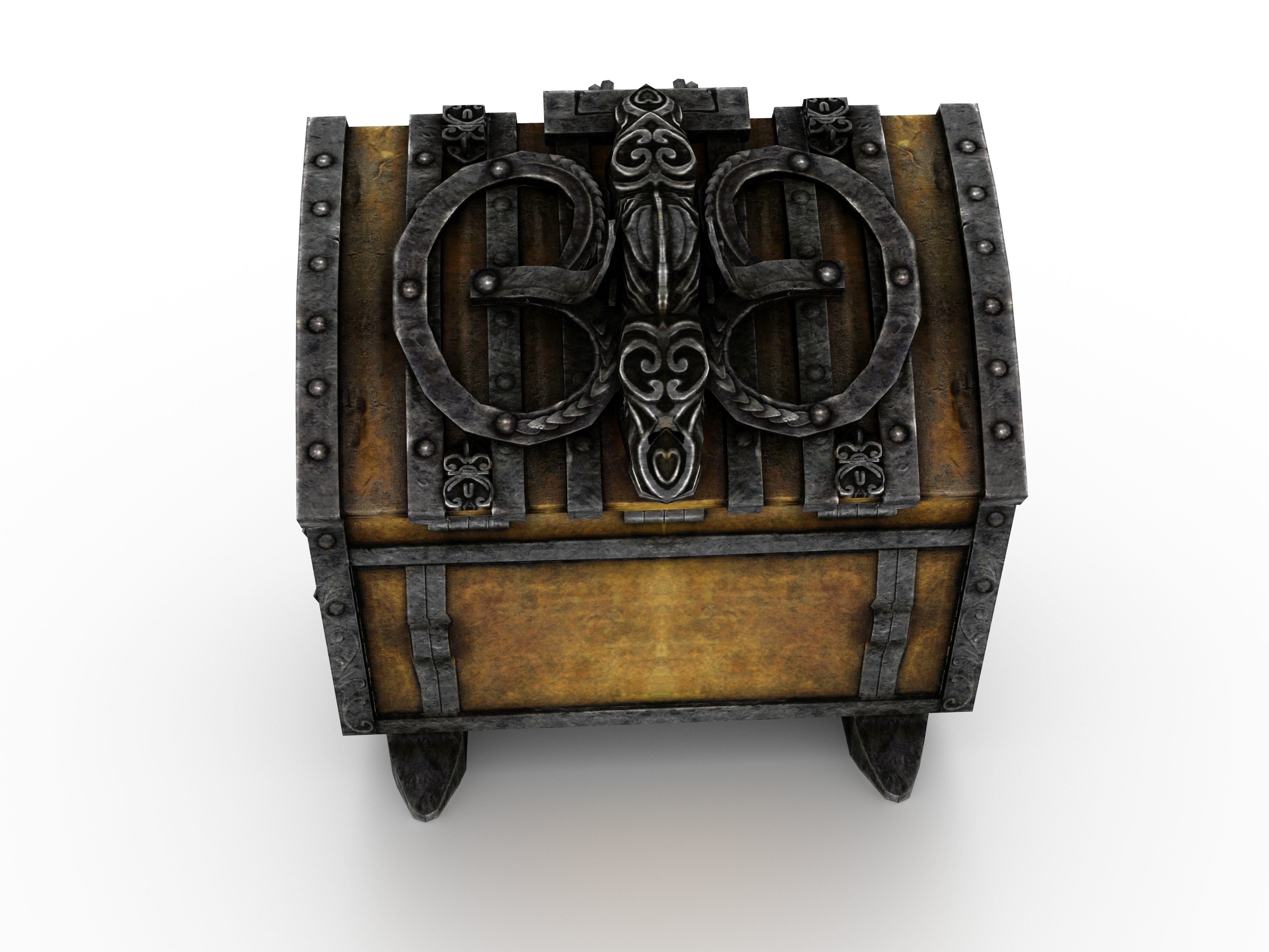 Old Metal Chest Low-poly 3D model_52