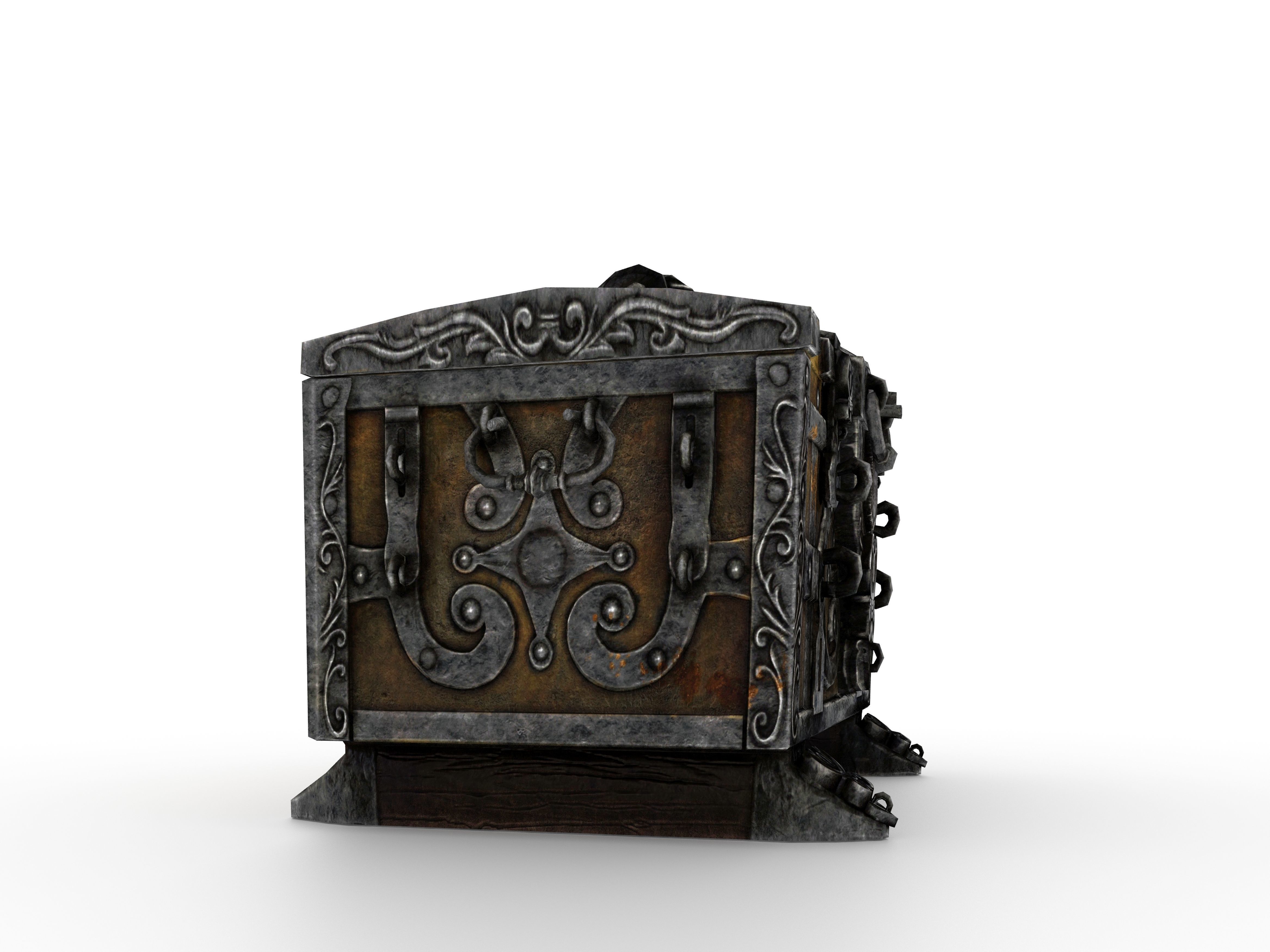 Old Metal Chest Low-poly 3D model_29