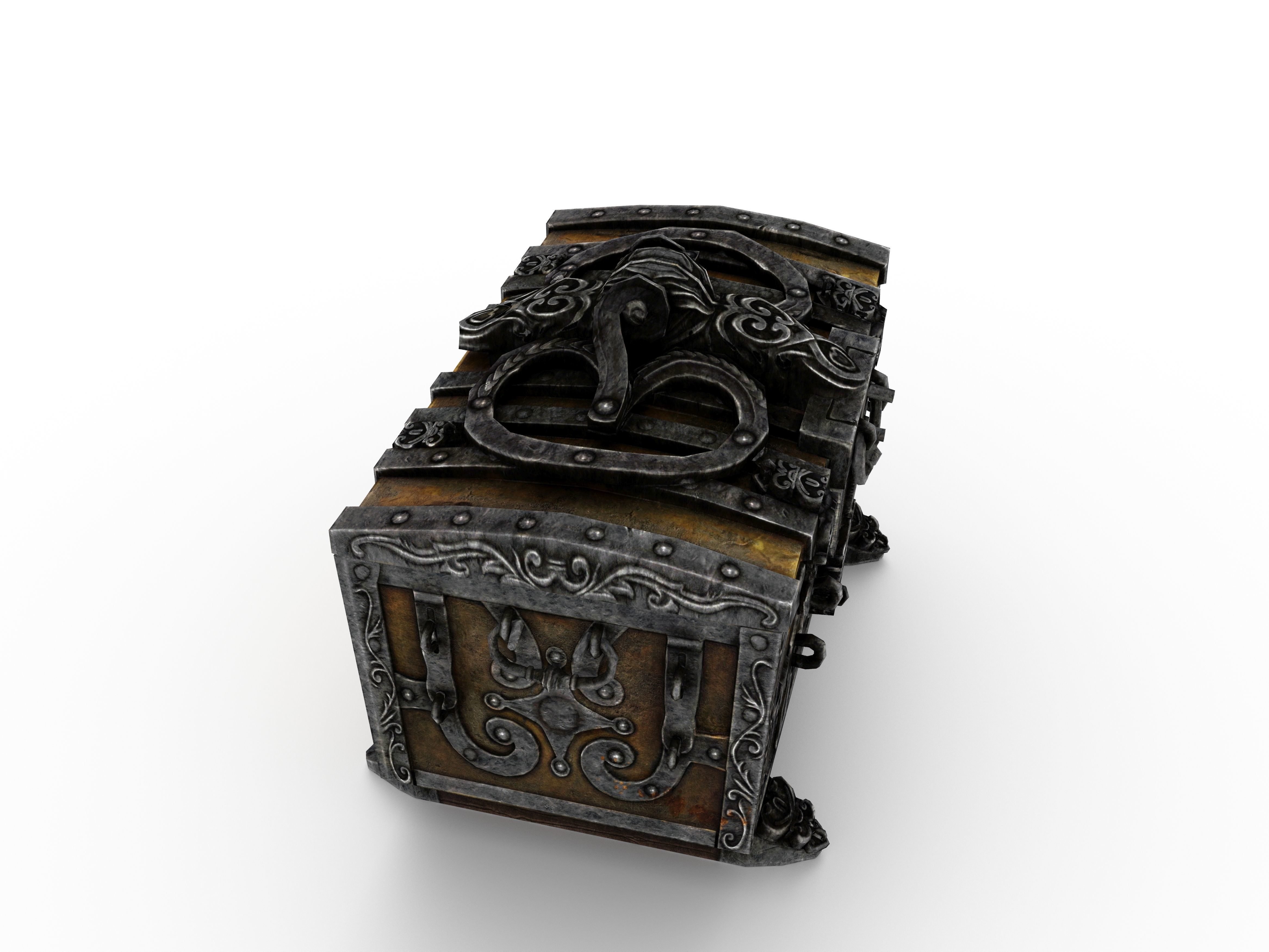 Old Metal Chest Low-poly 3D model_19