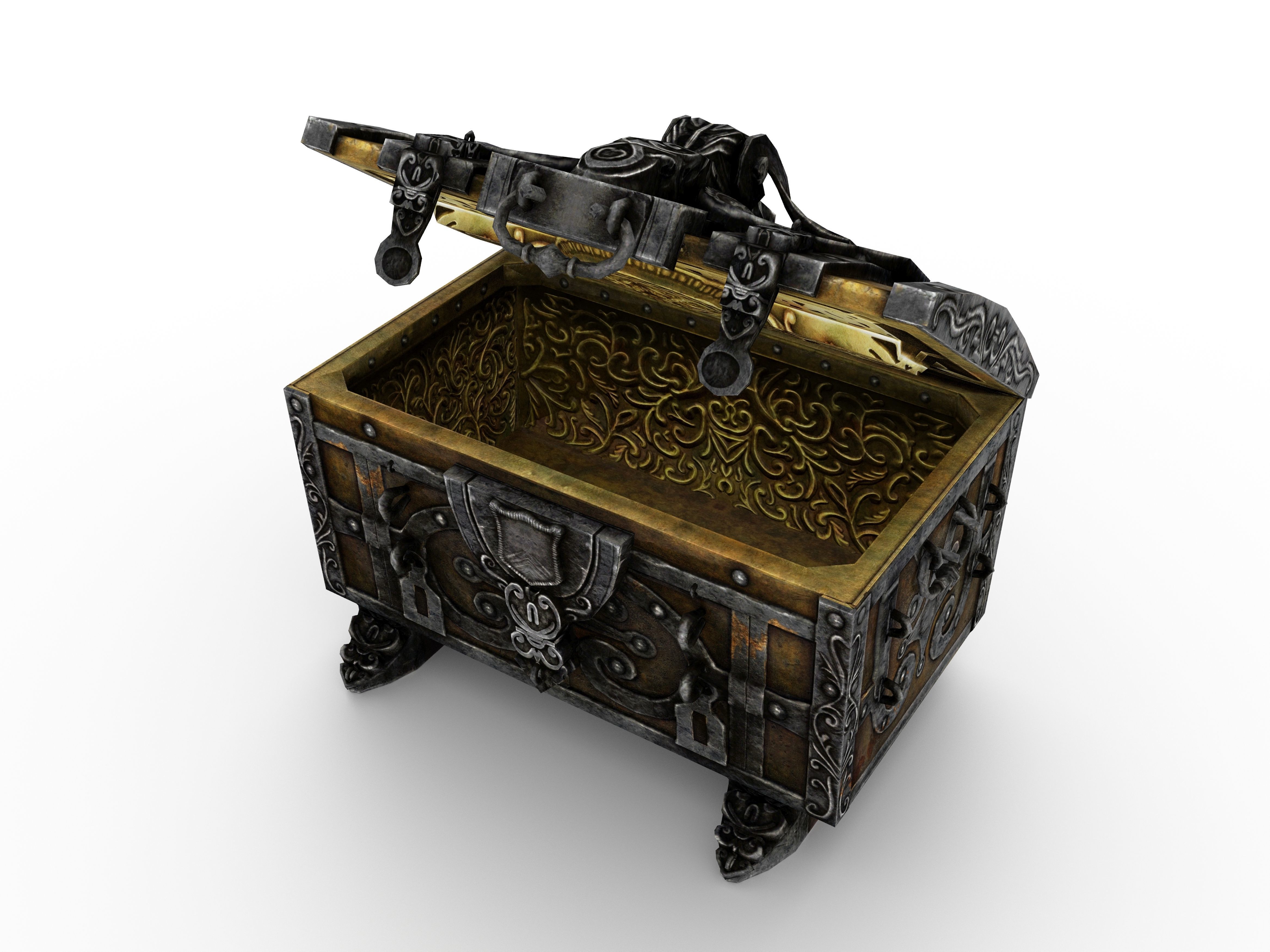 Old Metal Chest Low-poly 3D model_56